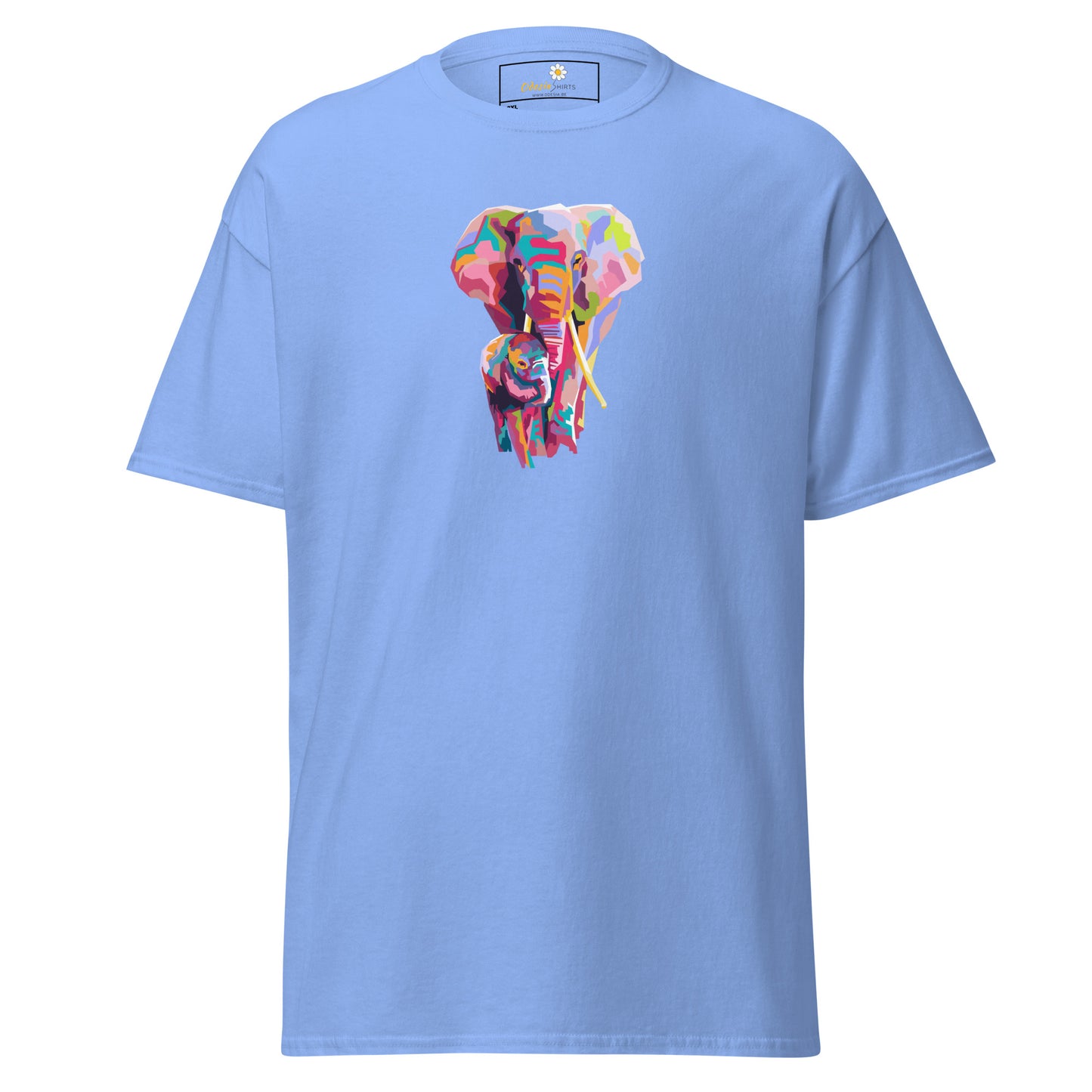 Klassiek heren t-shirt - WILDLIFE KLEURRIJKE OLIFANTEN - GROOT