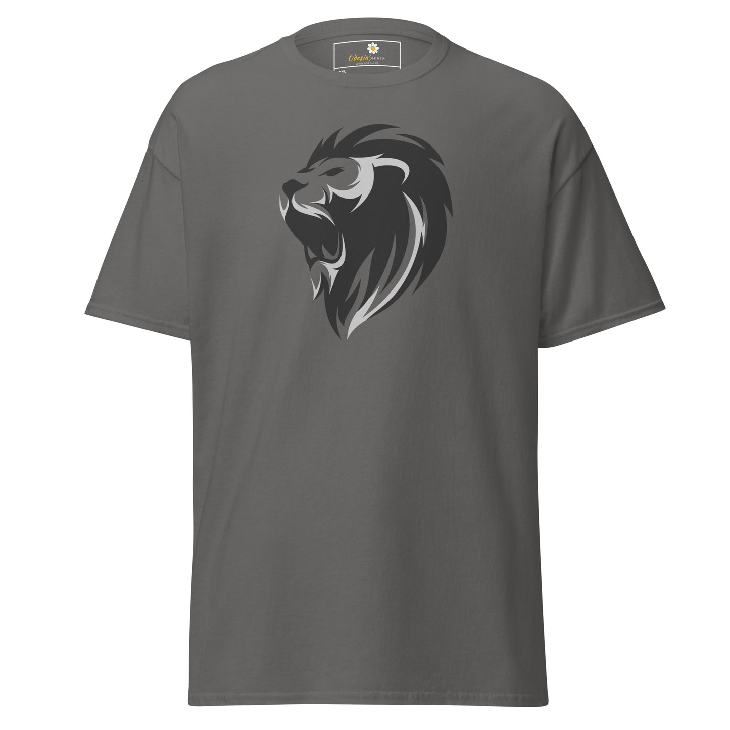 Heren klassiek t-shirt - WILDLIFE LION HEAD GREY - GROOT