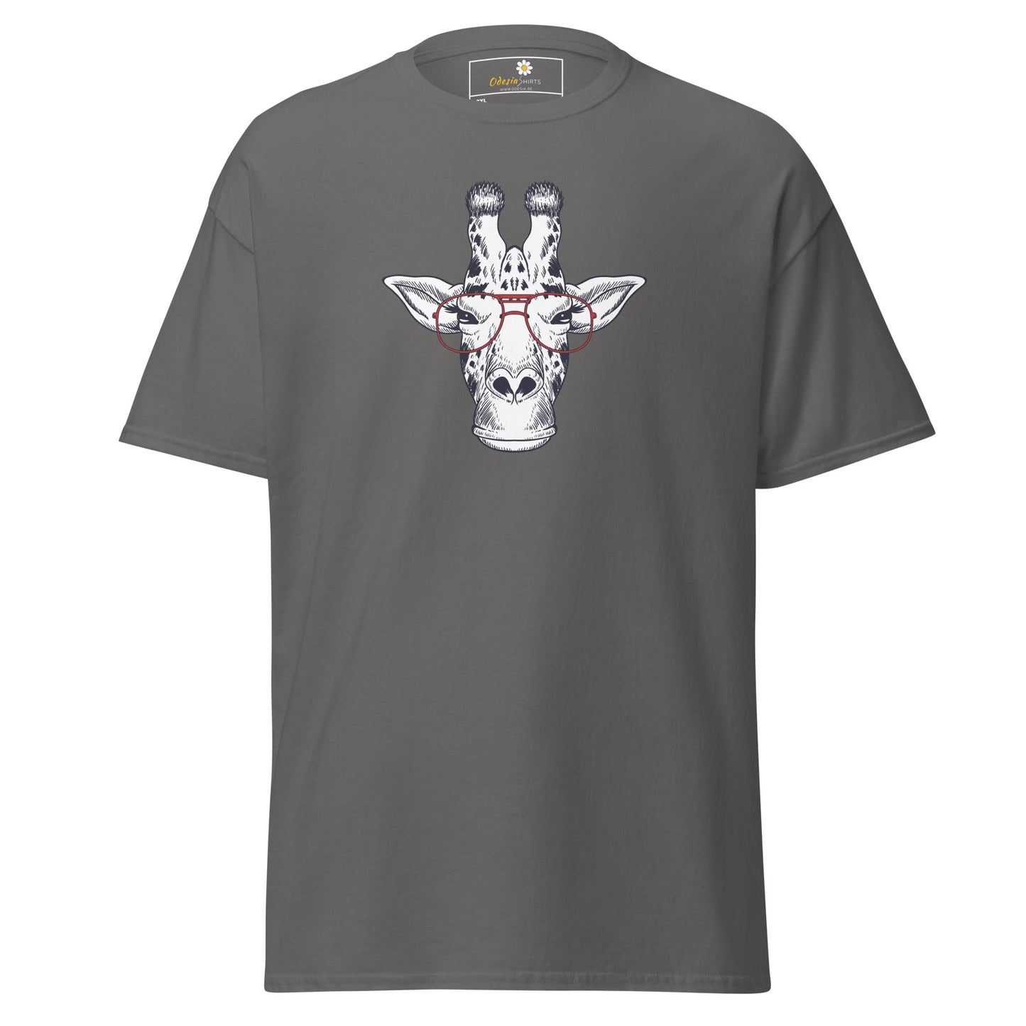 Heren klassiek t-shirt - WILDLIFE FUN GIRAFFE MET BRIL - GROOT