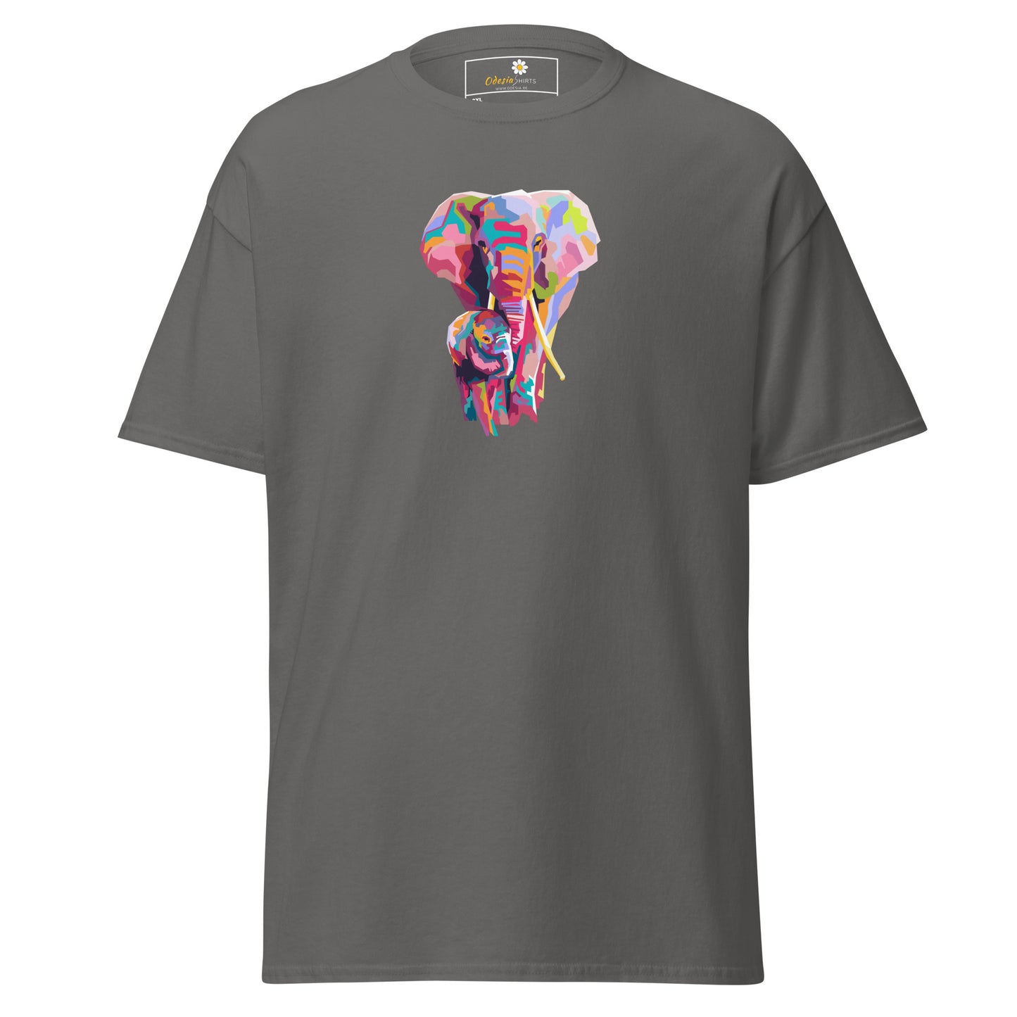 Klassiek heren t-shirt - WILDLIFE KLEURRIJKE OLIFANTEN - GROOT