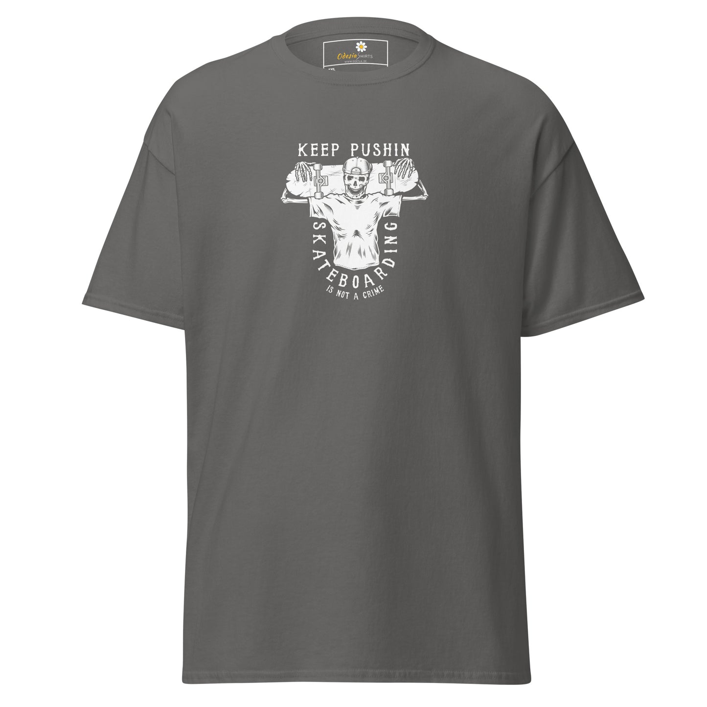 Unisex classic t-shirt - SKULL SPORT KEEP SKATEBOARDING - BIG
