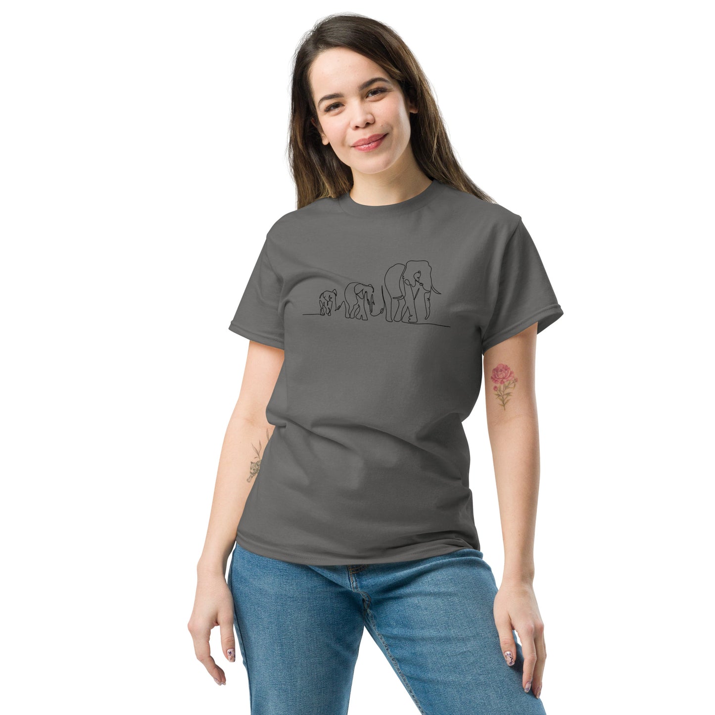 T-shirt classique pour homme - ÉLÉPHANTS SAUVAGES EN LIGNE - GRAND