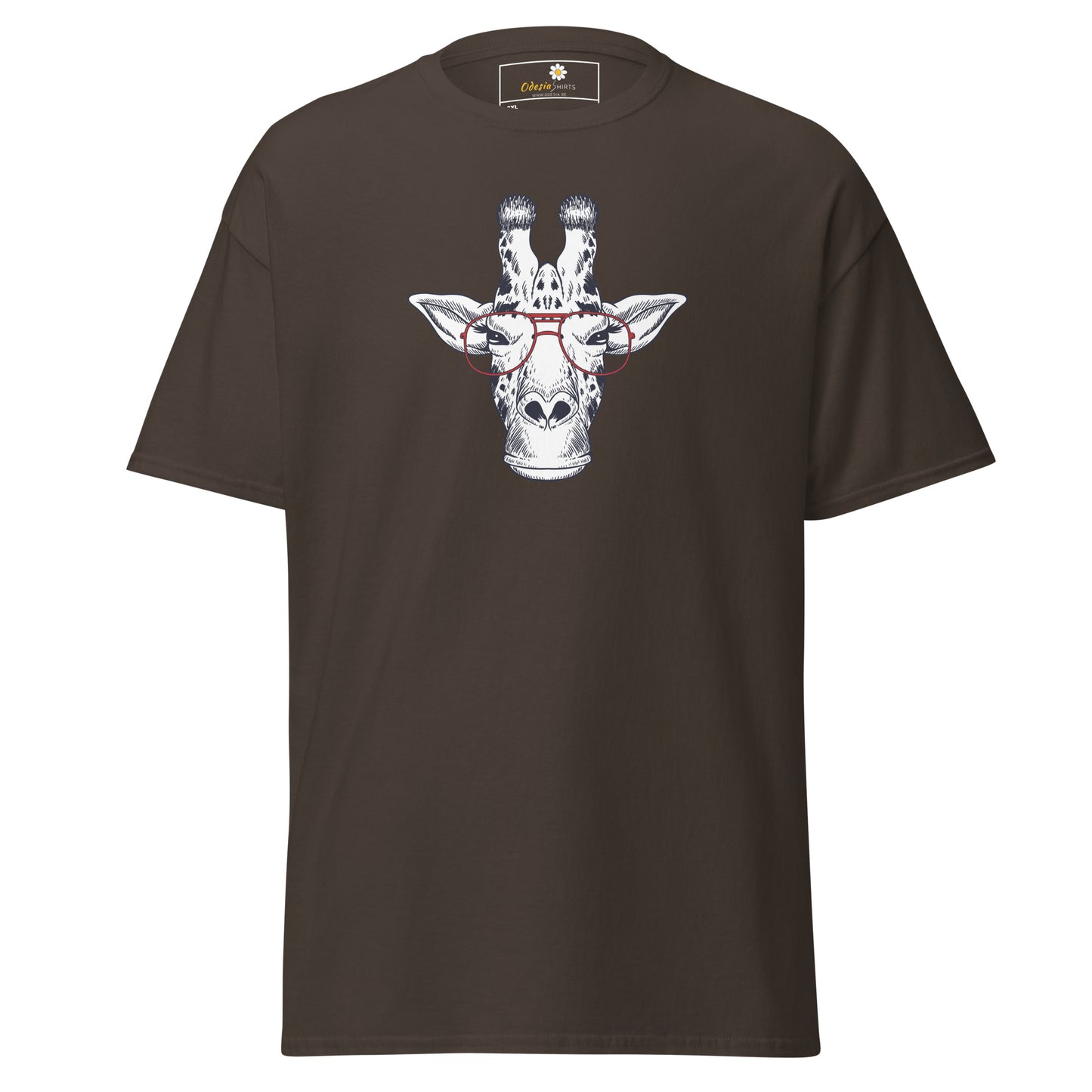 Heren klassiek t-shirt - WILDLIFE FUN GIRAFFE MET BRIL - GROOT