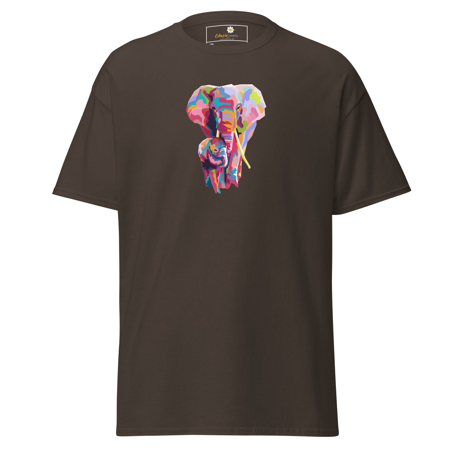 Klassiek heren t-shirt - WILDLIFE KLEURRIJKE OLIFANTEN - GROOT