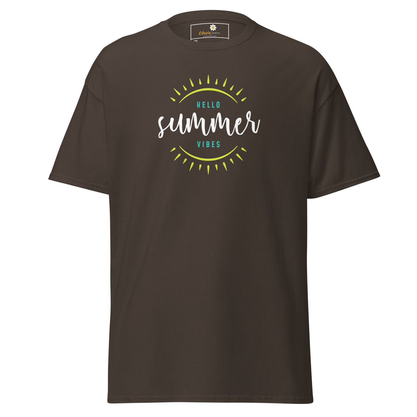 Klassiek heren t-shirt - SUMMER HELLO VIBES - GROOT