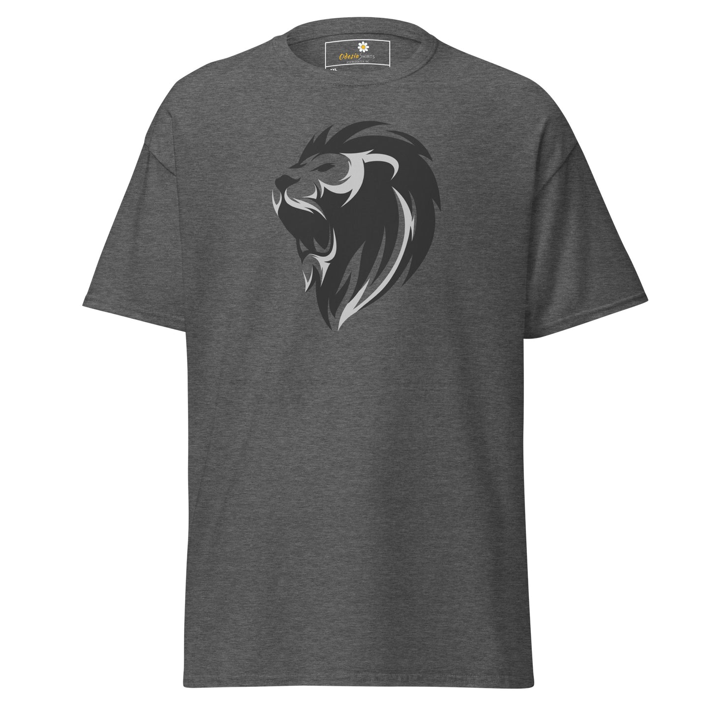 Heren klassiek t-shirt - WILDLIFE LION HEAD GREY - GROOT