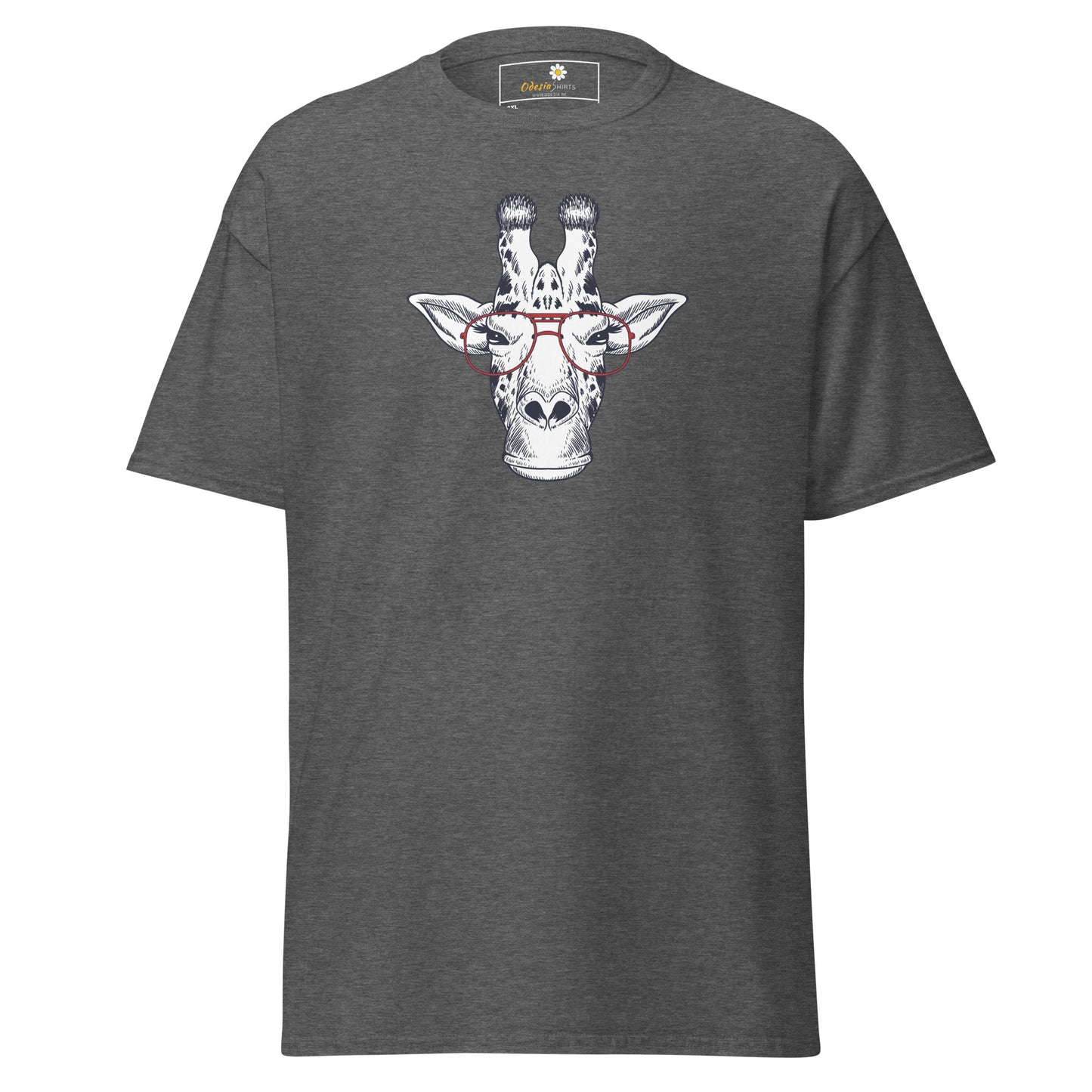 Heren klassiek t-shirt - WILDLIFE FUN GIRAFFE MET BRIL - GROOT