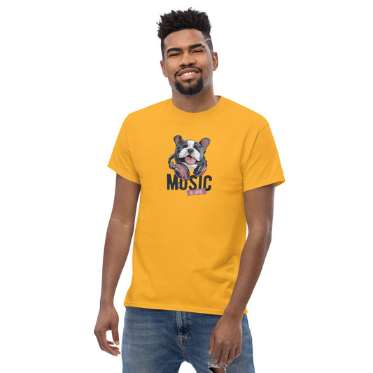 T-shirt classique unisexe - ANIMAUX CHIEN MUSIQUE - GRAND