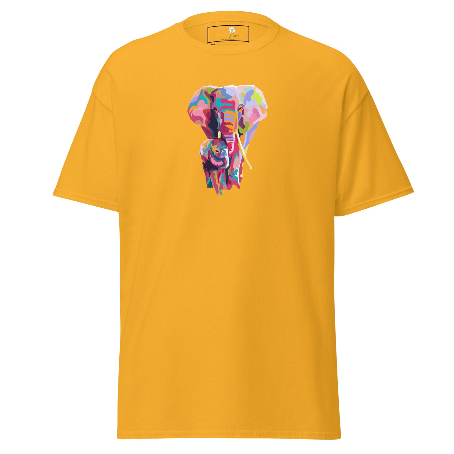 Klassiek heren t-shirt - WILDLIFE KLEURRIJKE OLIFANTEN - GROOT