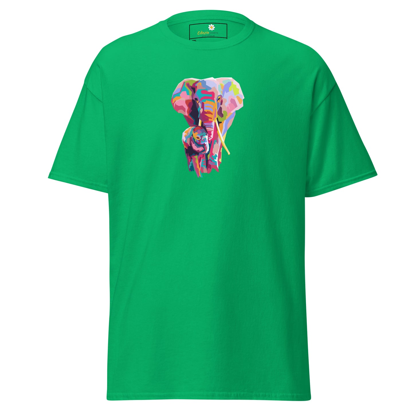 Klassiek heren t-shirt - WILDLIFE KLEURRIJKE OLIFANTEN - GROOT