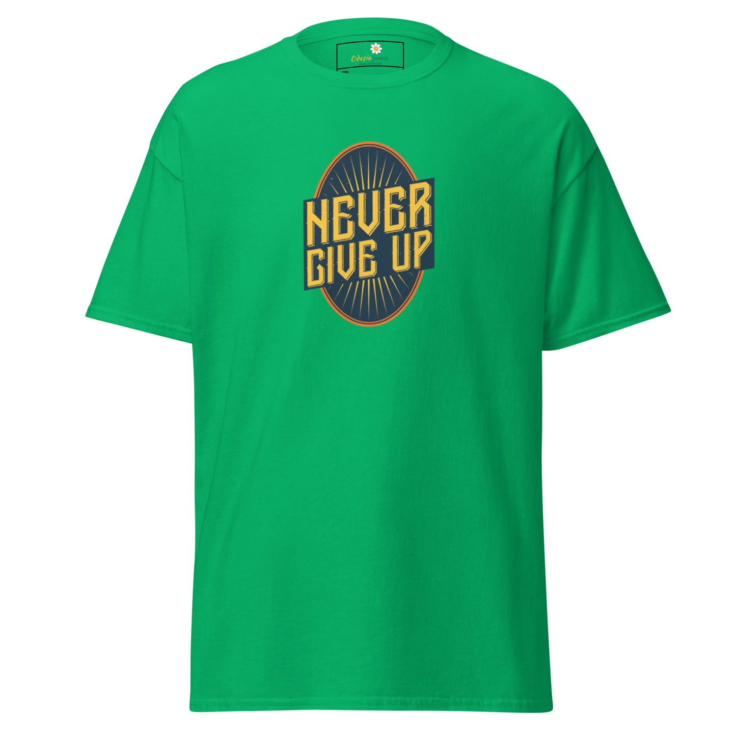 T-shirt classique pour homme - Texte NEVER GIVE UP - GRAND