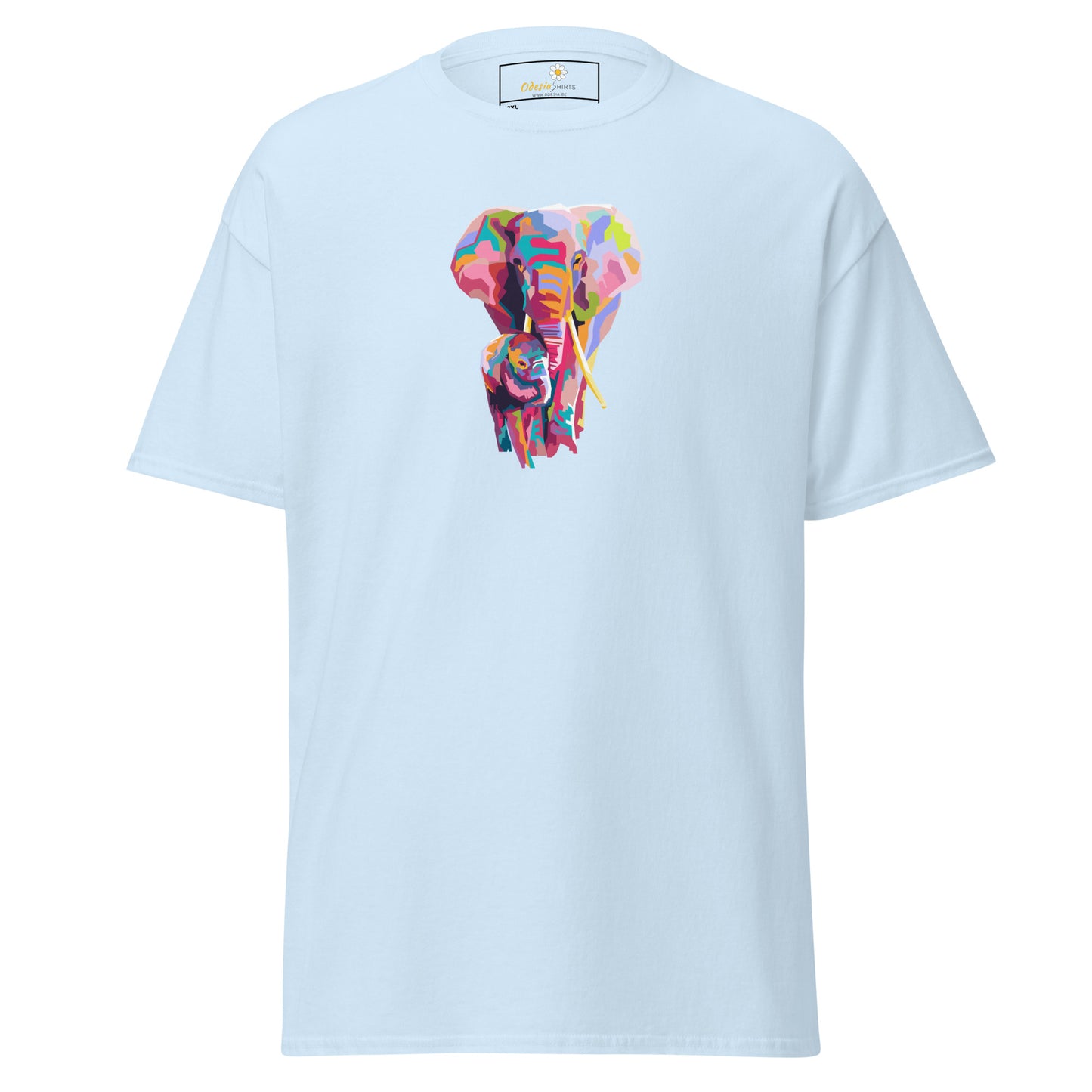 Klassiek heren t-shirt - WILDLIFE KLEURRIJKE OLIFANTEN - GROOT