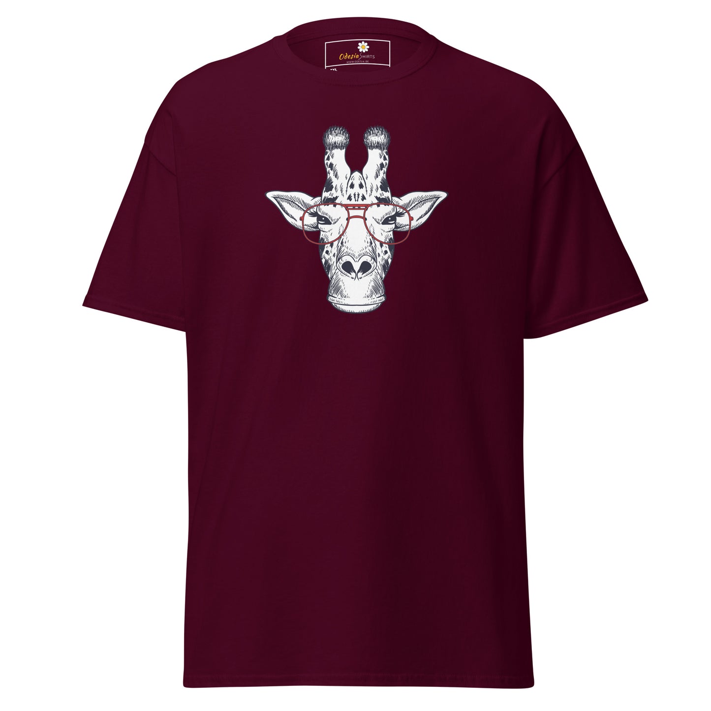 Heren klassiek t-shirt - WILDLIFE FUN GIRAFFE MET BRIL - GROOT
