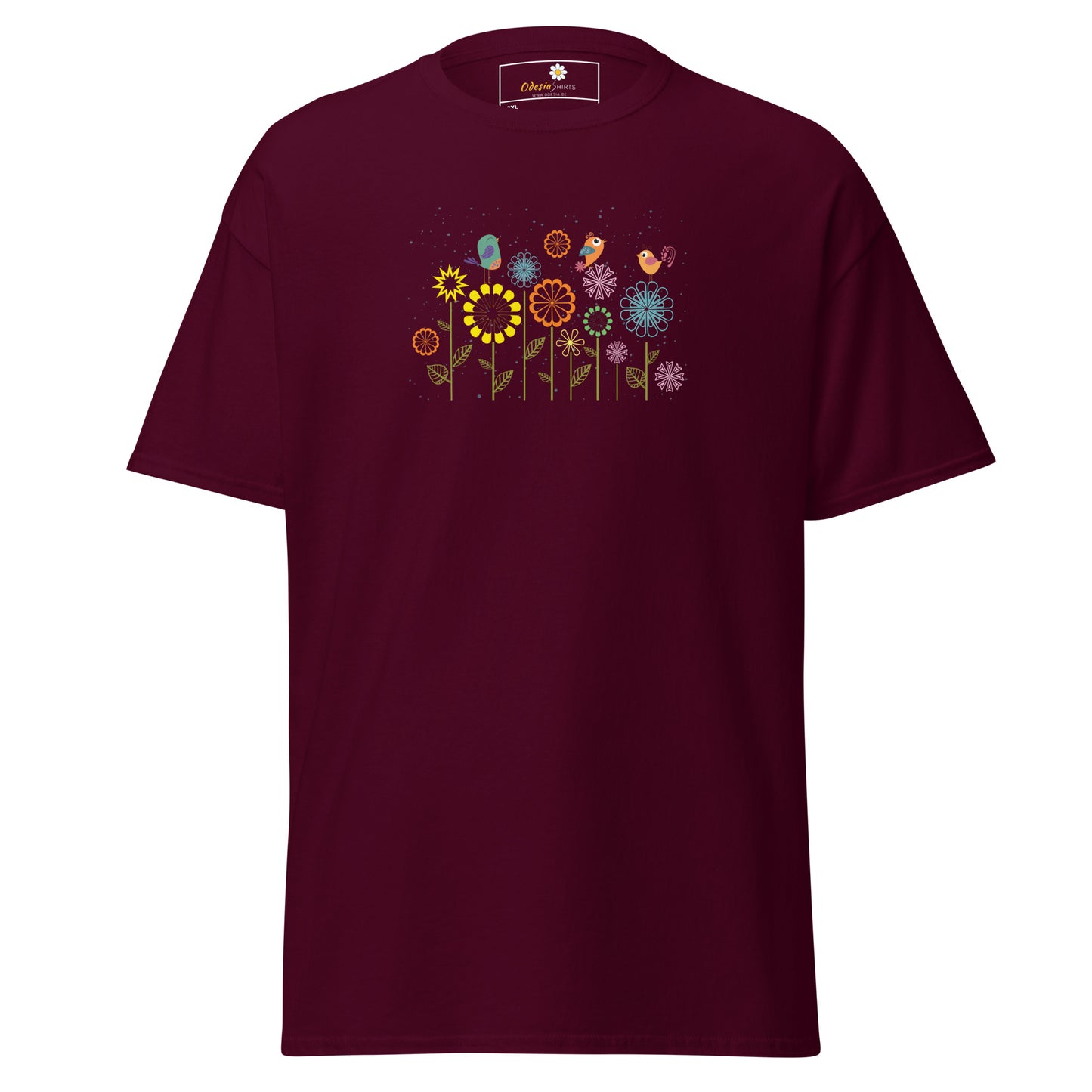 Klassieke t-shirts voor heren - DIEREN VOGELS OP BLOEMEN - GROOT