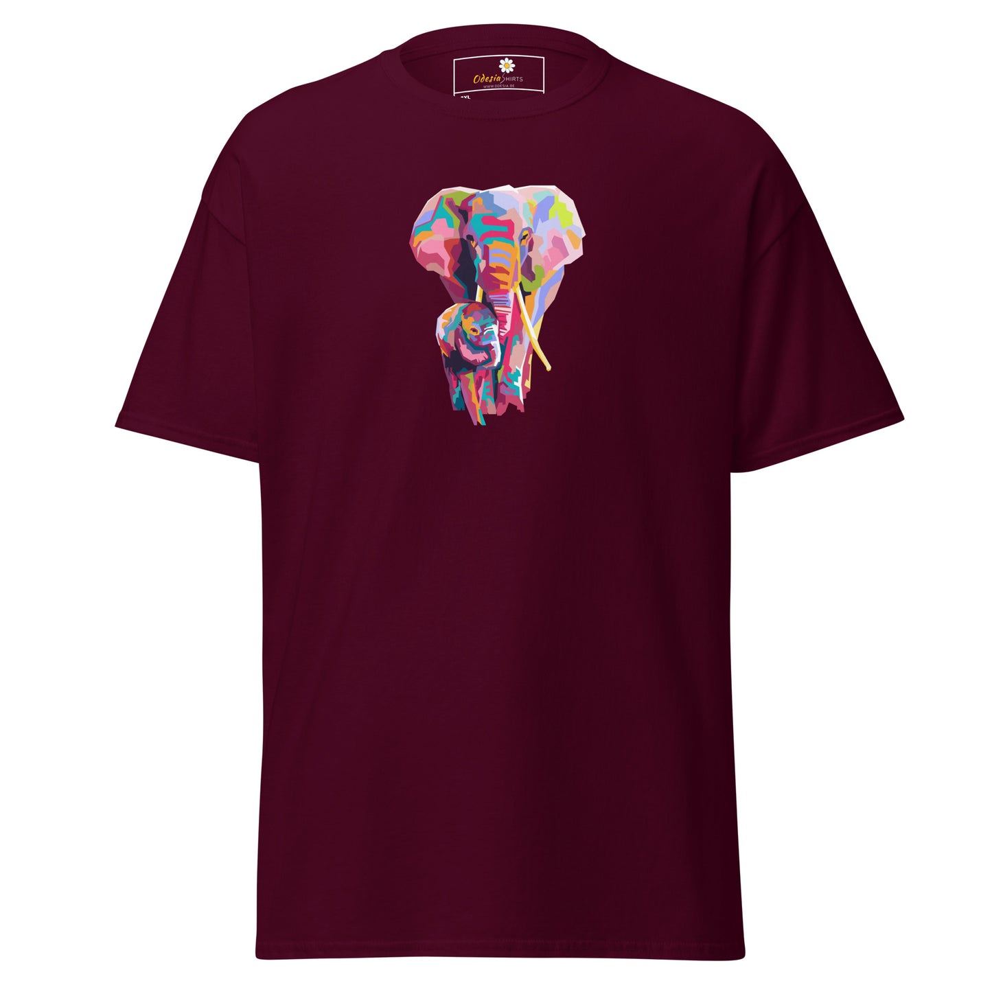 Klassiek heren t-shirt - WILDLIFE KLEURRIJKE OLIFANTEN - GROOT