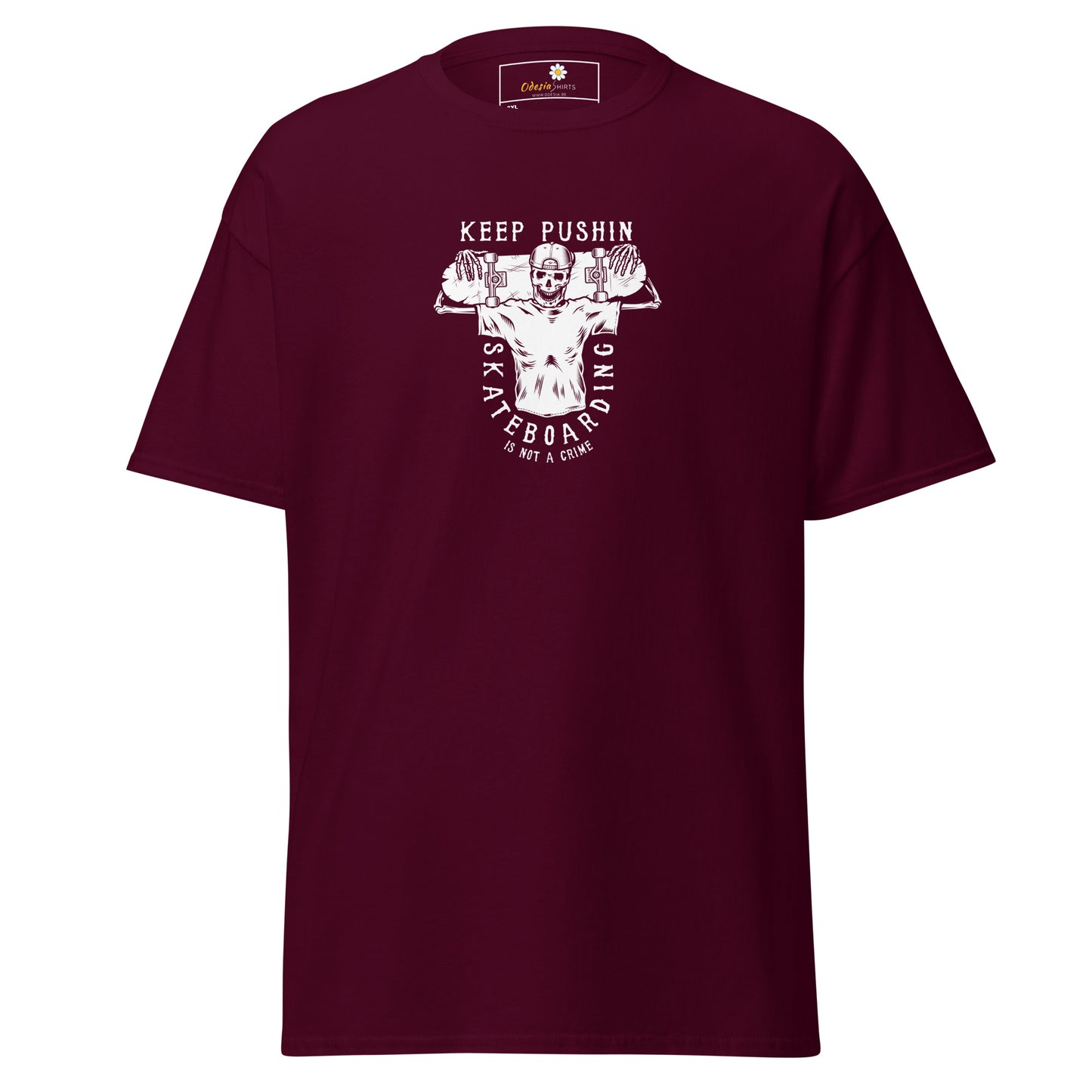 Unisex classic t-shirt - SKULL SPORT KEEP SKATEBOARDING - BIG