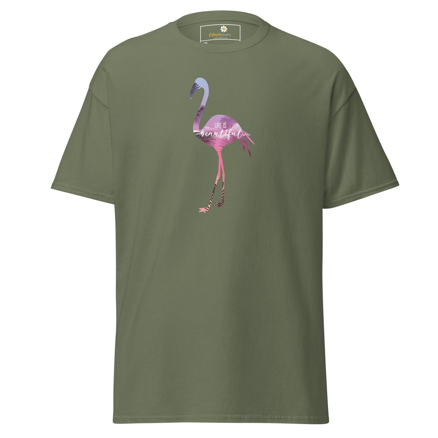 Heren klassiek t-shirt - WILDLIFE FLAMINGO - GROOT