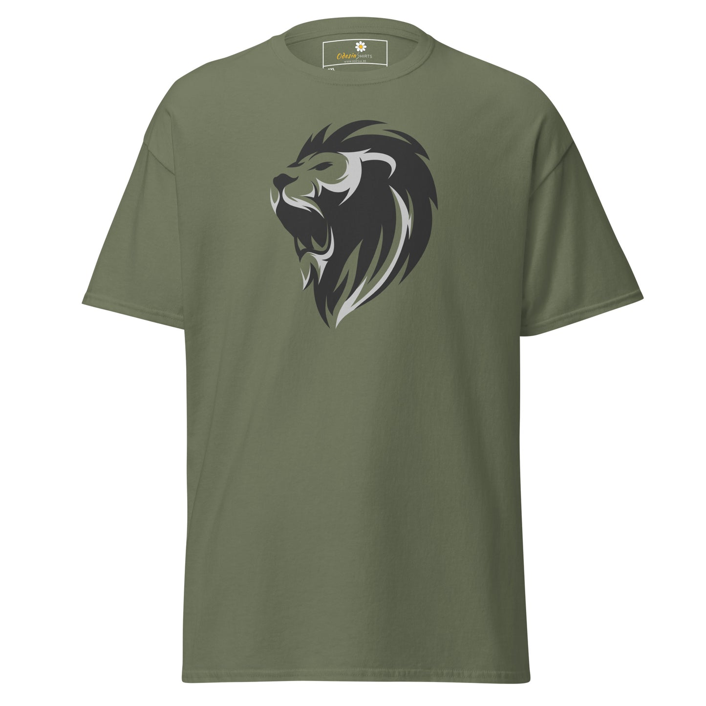 Heren klassiek t-shirt - WILDLIFE LION HEAD GREY - GROOT