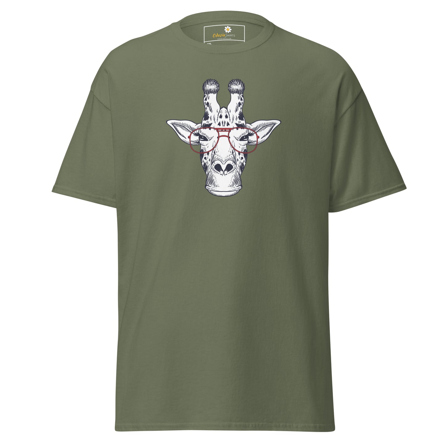 Heren klassiek t-shirt - WILDLIFE FUN GIRAFFE MET BRIL - GROOT