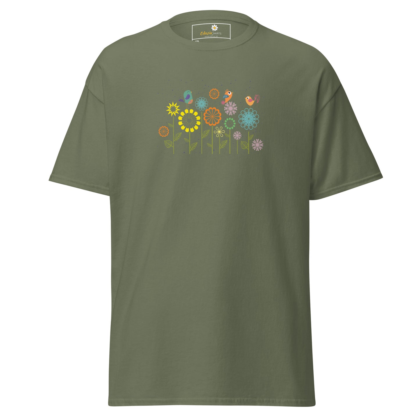 Klassieke t-shirts voor heren - DIEREN VOGELS OP BLOEMEN - GROOT