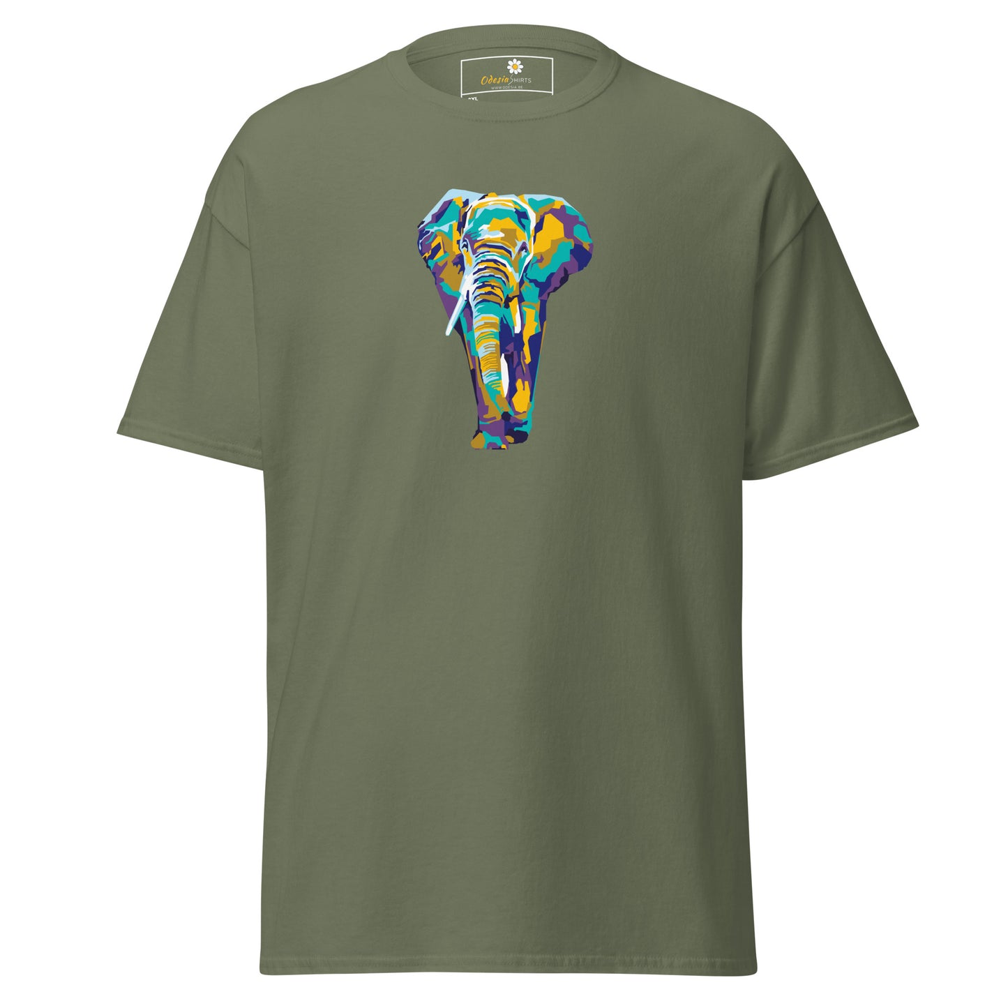 Heren klassiek t-shirt - WILDLIFE ELEPHANT KLEURRIJK - GROOT