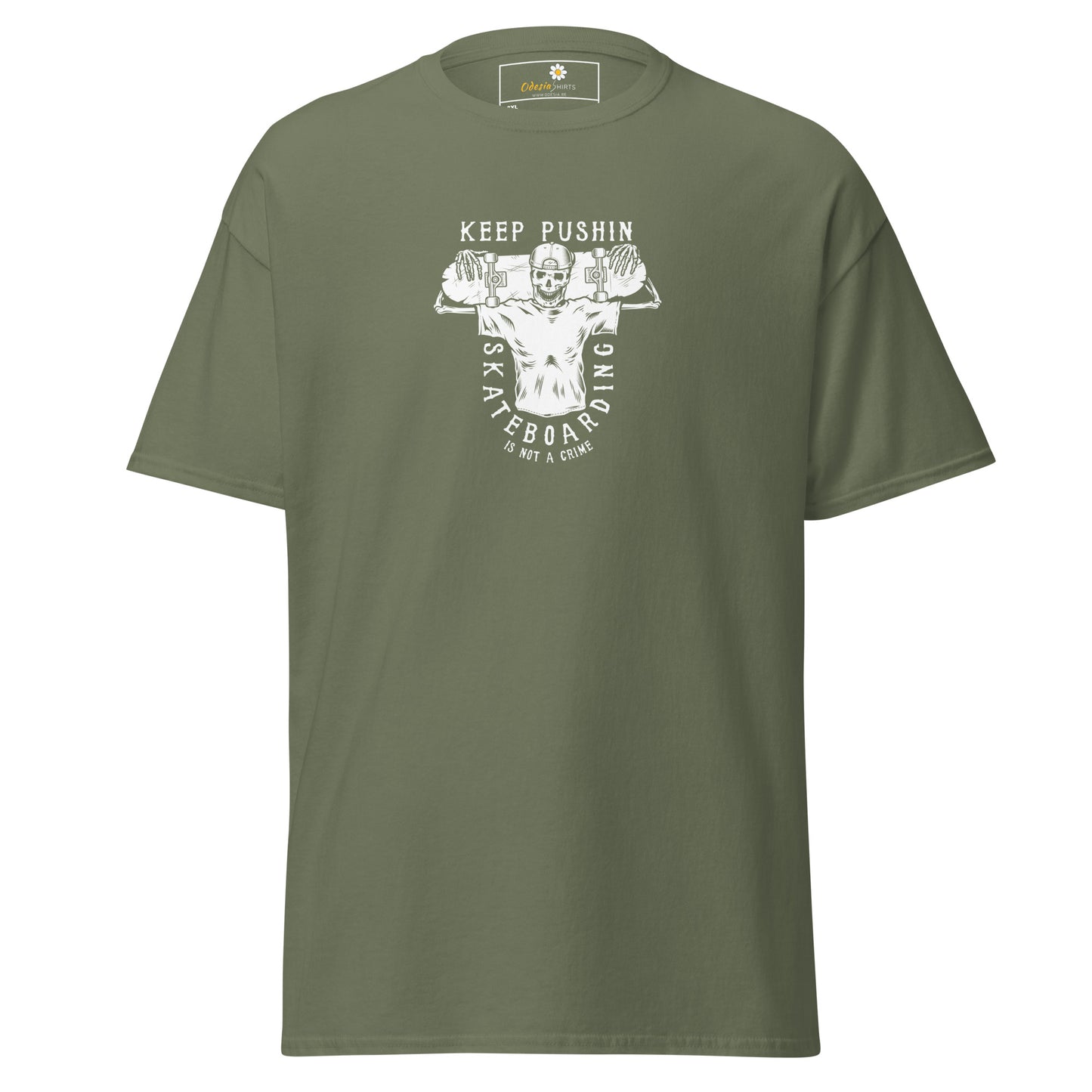 Unisex classic t-shirt - SKULL SPORT KEEP SKATEBOARDING - BIG