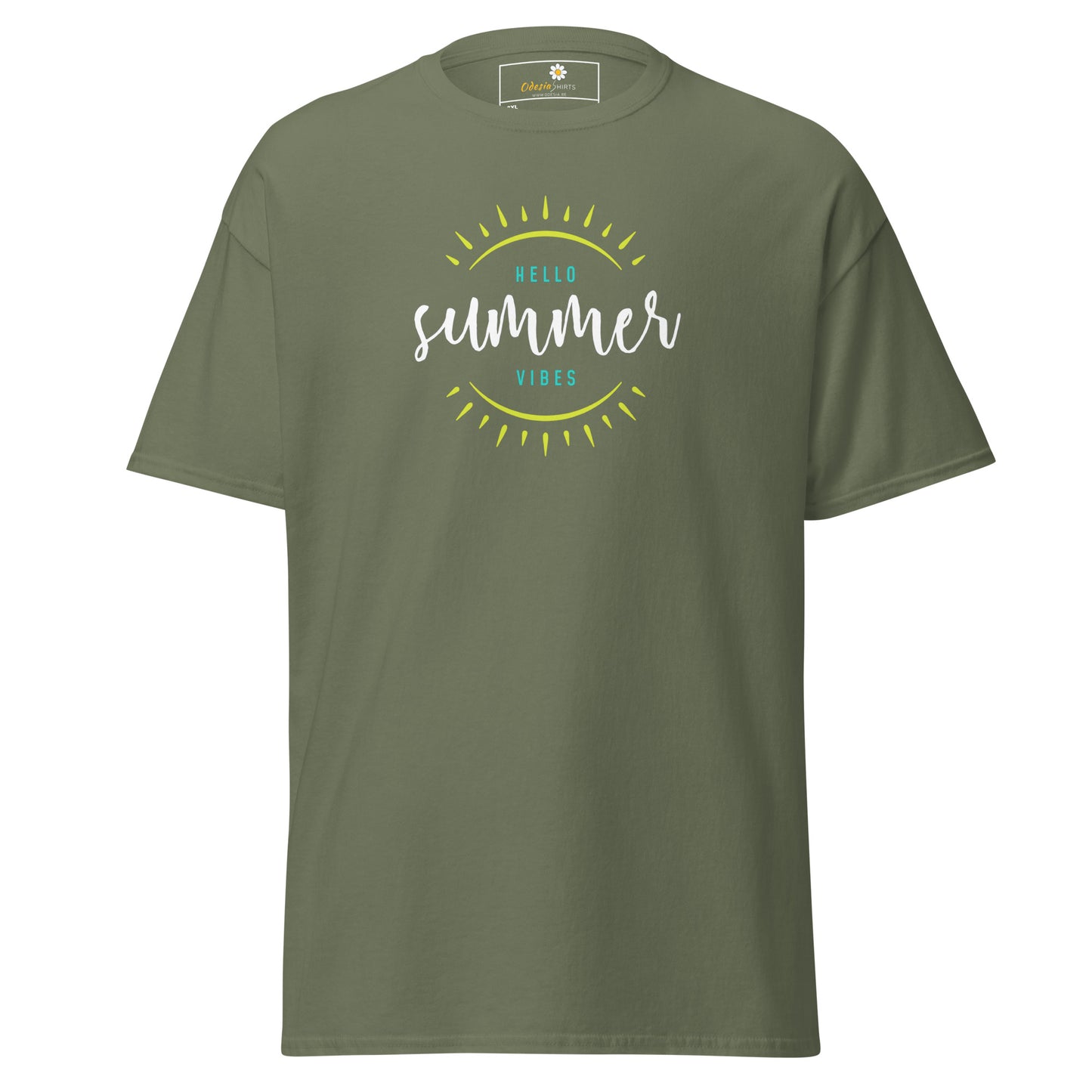 Klassiek heren t-shirt - SUMMER HELLO VIBES - GROOT