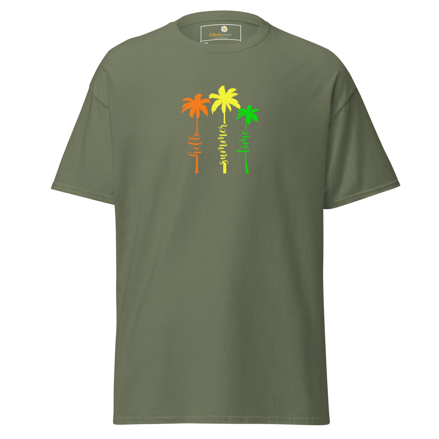 Klassiek heren t-shirt - SUMMER HELLO TIMES - GROOT