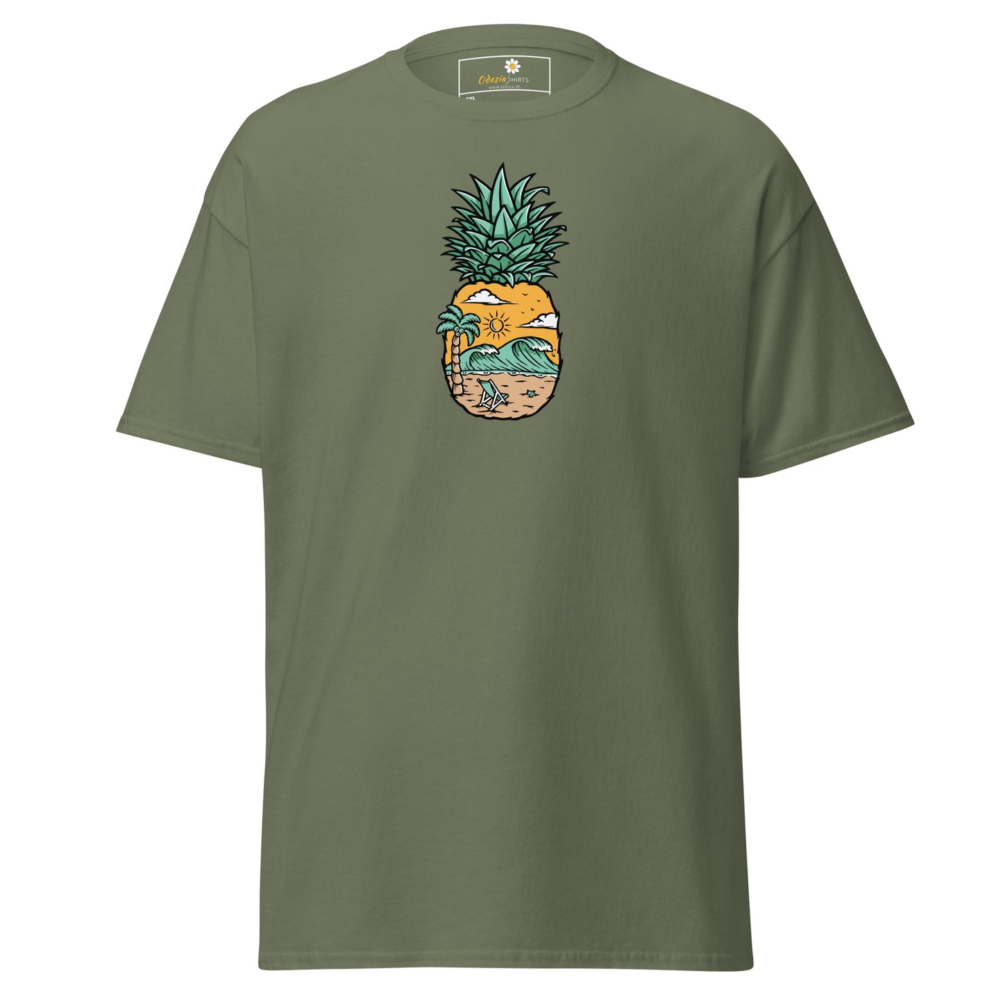 Klassiek heren t-shirt - SUMMER PINEAPPLE VIEW - GROOT