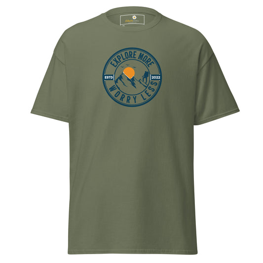 Unisex classic t-shirt - ADVENTURE EXPLORE MORE WORRY LESS - BIG
