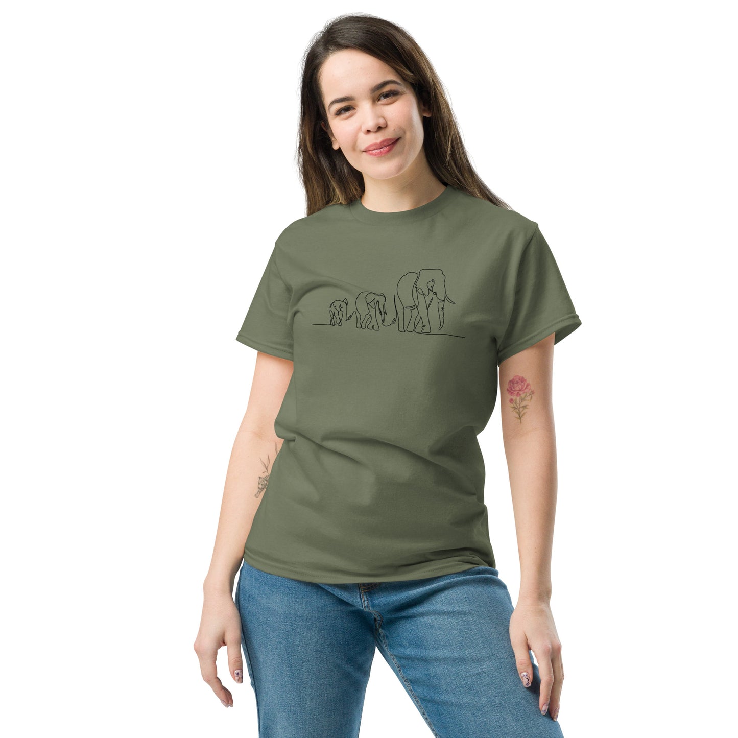 T-shirt classique pour homme - ÉLÉPHANTS SAUVAGES EN LIGNE - GRAND