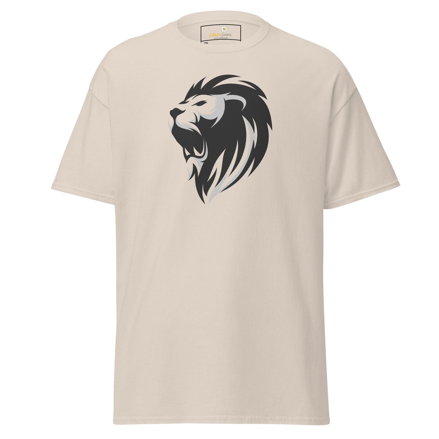 Heren klassiek t-shirt - WILDLIFE LION HEAD GREY - GROOT