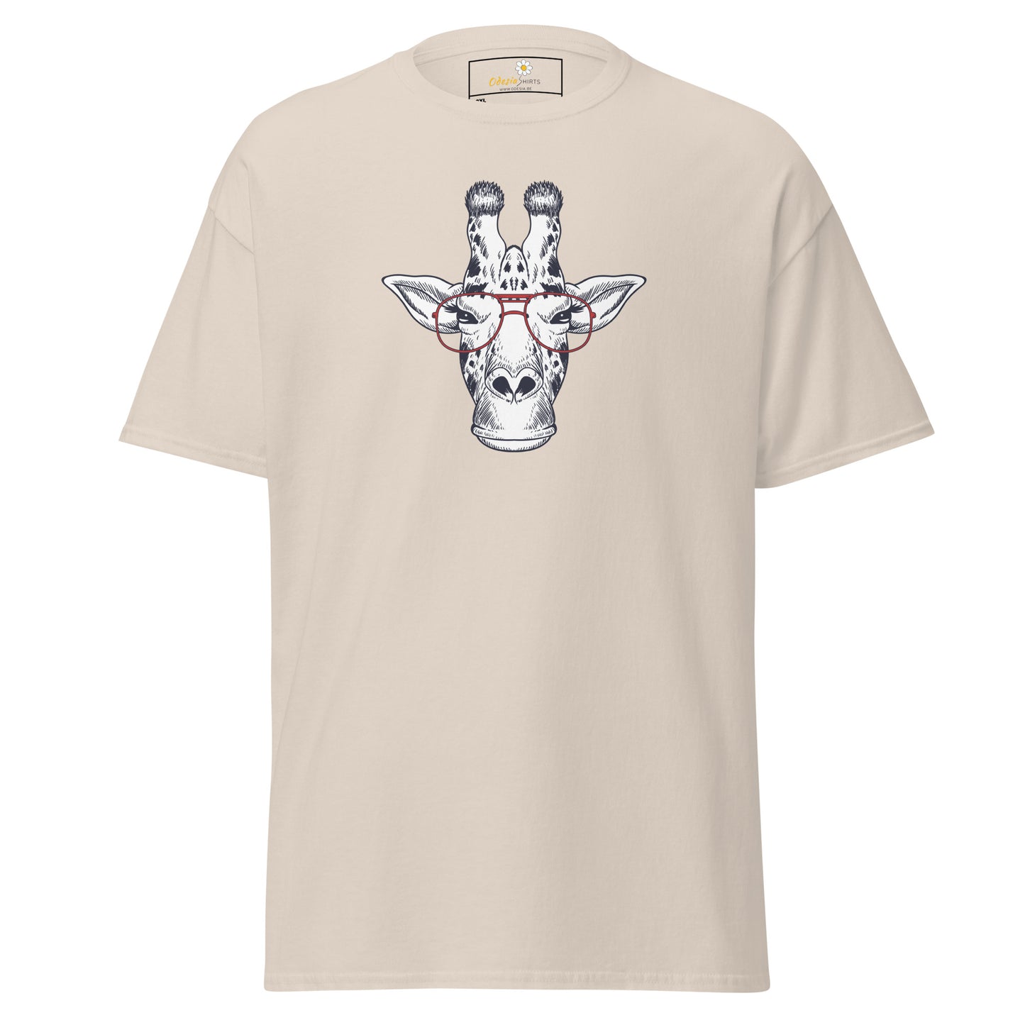 Heren klassiek t-shirt - WILDLIFE FUN GIRAFFE MET BRIL - GROOT