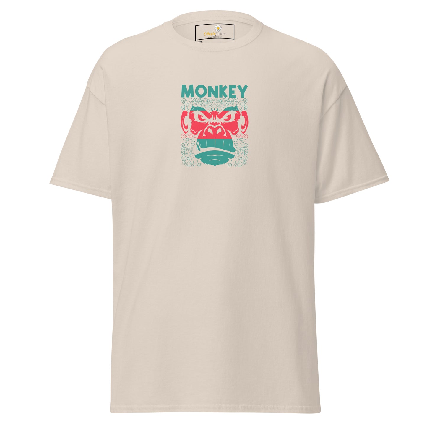 Klassiek heren t-shirt - WILDLIFE MONKEY FACE - GROOT