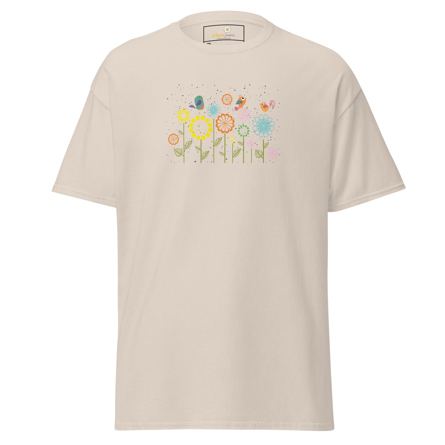 Klassieke t-shirts voor heren - DIEREN VOGELS OP BLOEMEN - GROOT