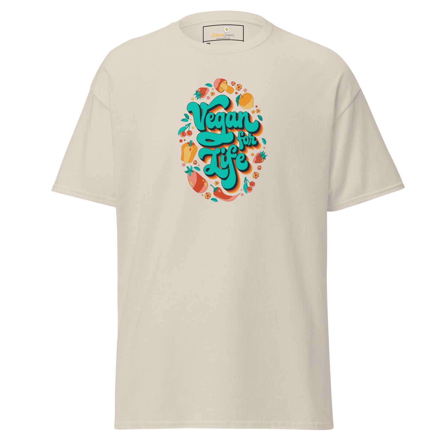 Klassiek T-shirt voor heren - VEGECOLO VEGAN FOR LIFE - GROOT