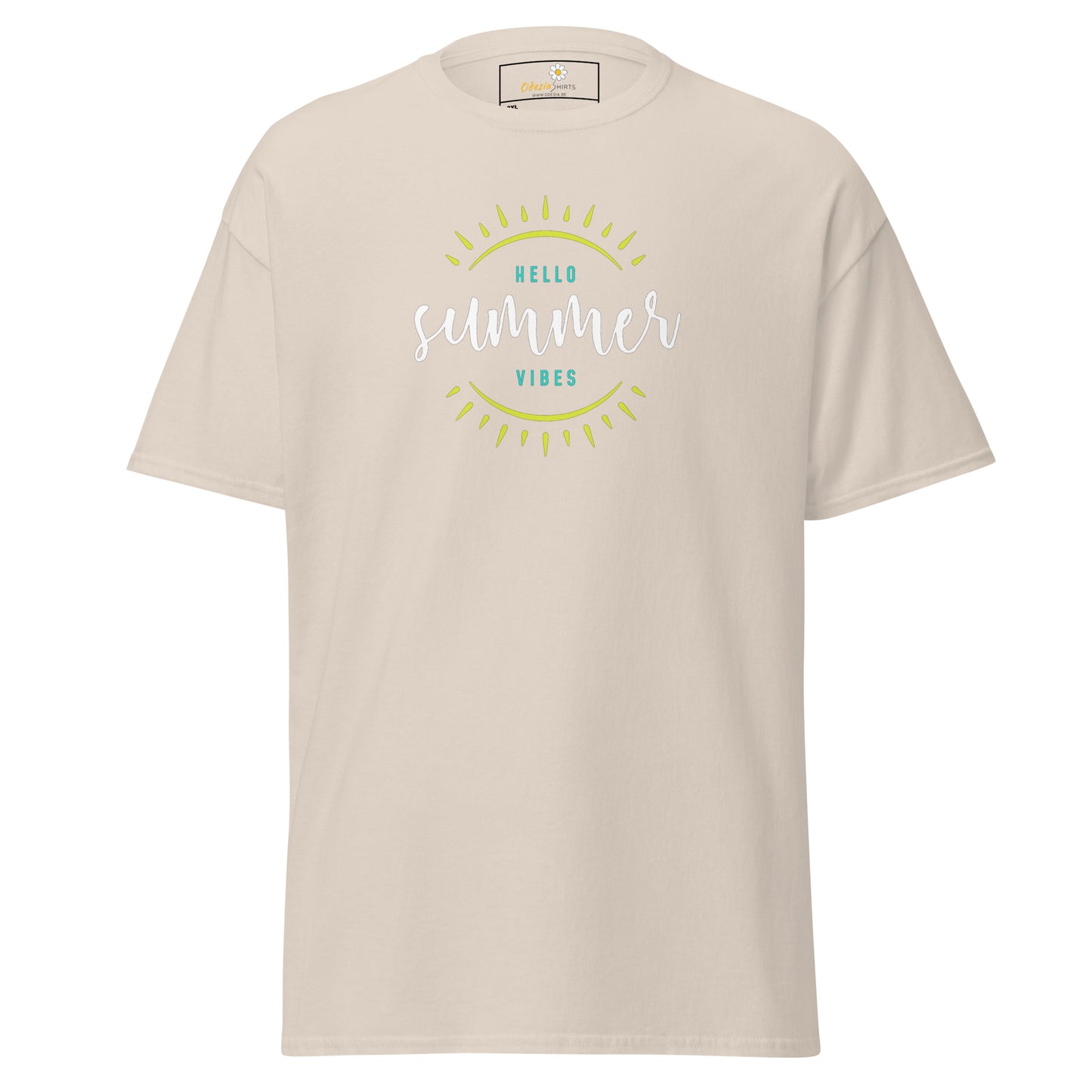 Klassiek heren t-shirt - SUMMER HELLO VIBES - GROOT