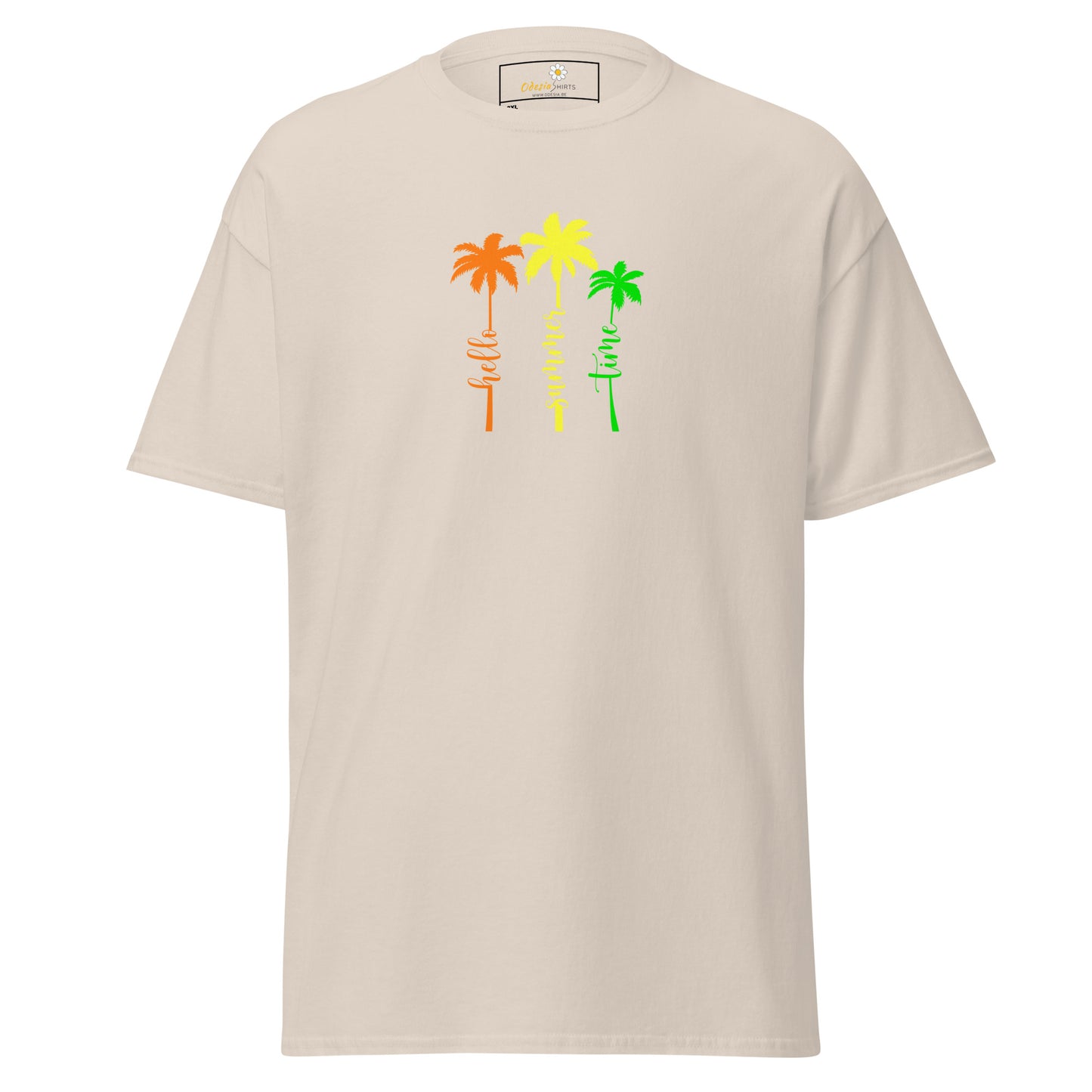 Klassiek heren t-shirt - SUMMER HELLO TIMES - GROOT