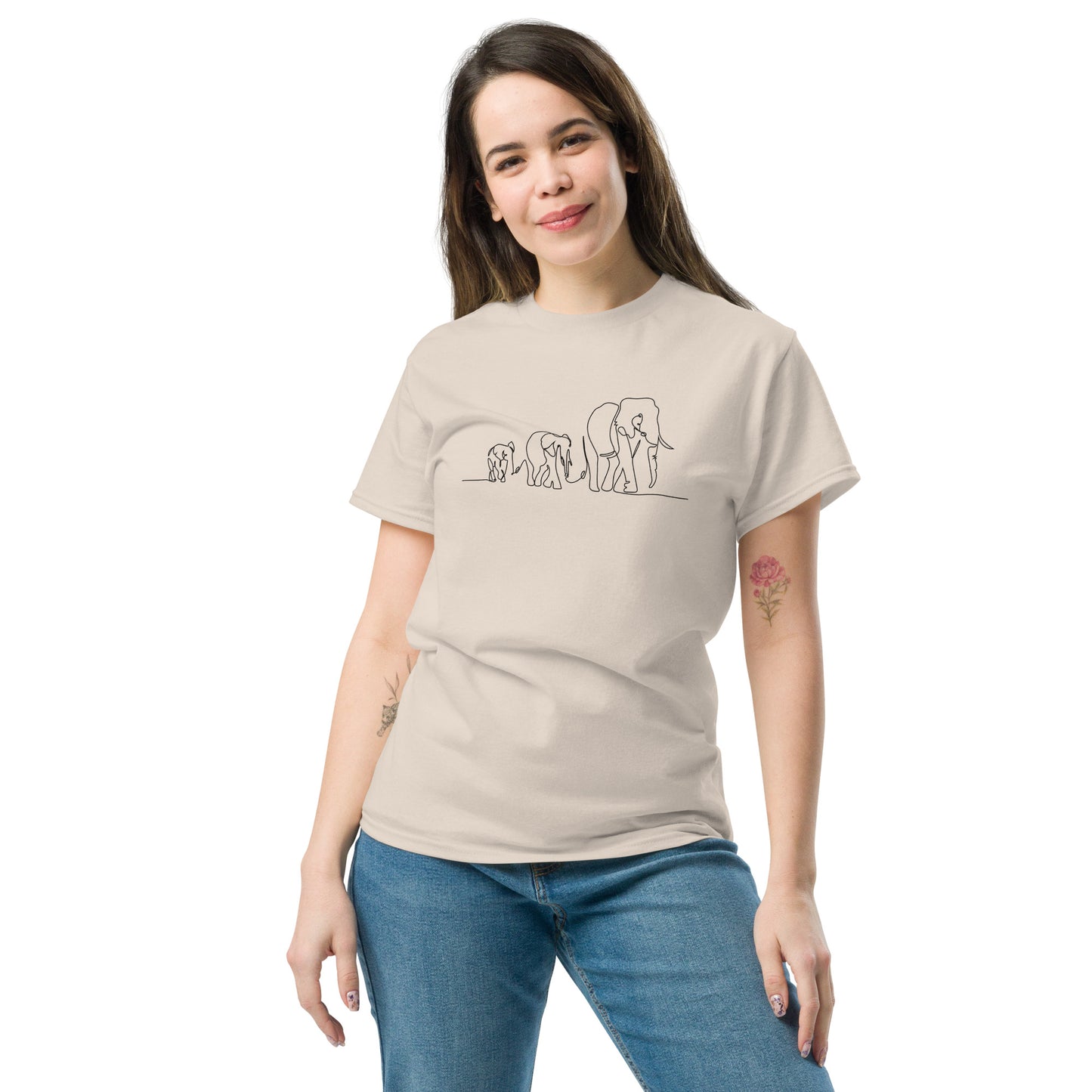 T-shirt classique pour homme - ÉLÉPHANTS SAUVAGES EN LIGNE - GRAND