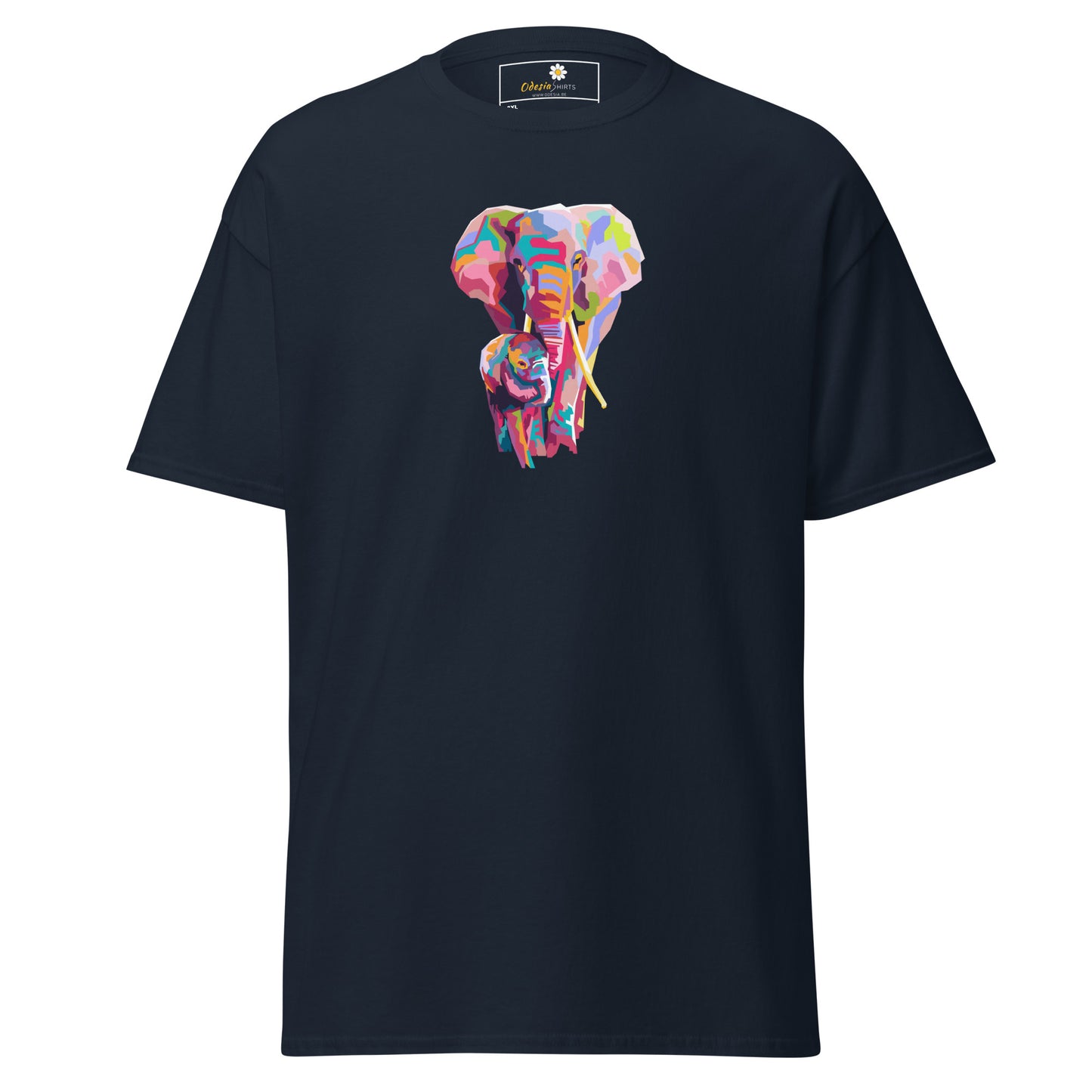 Klassiek heren t-shirt - WILDLIFE KLEURRIJKE OLIFANTEN - GROOT