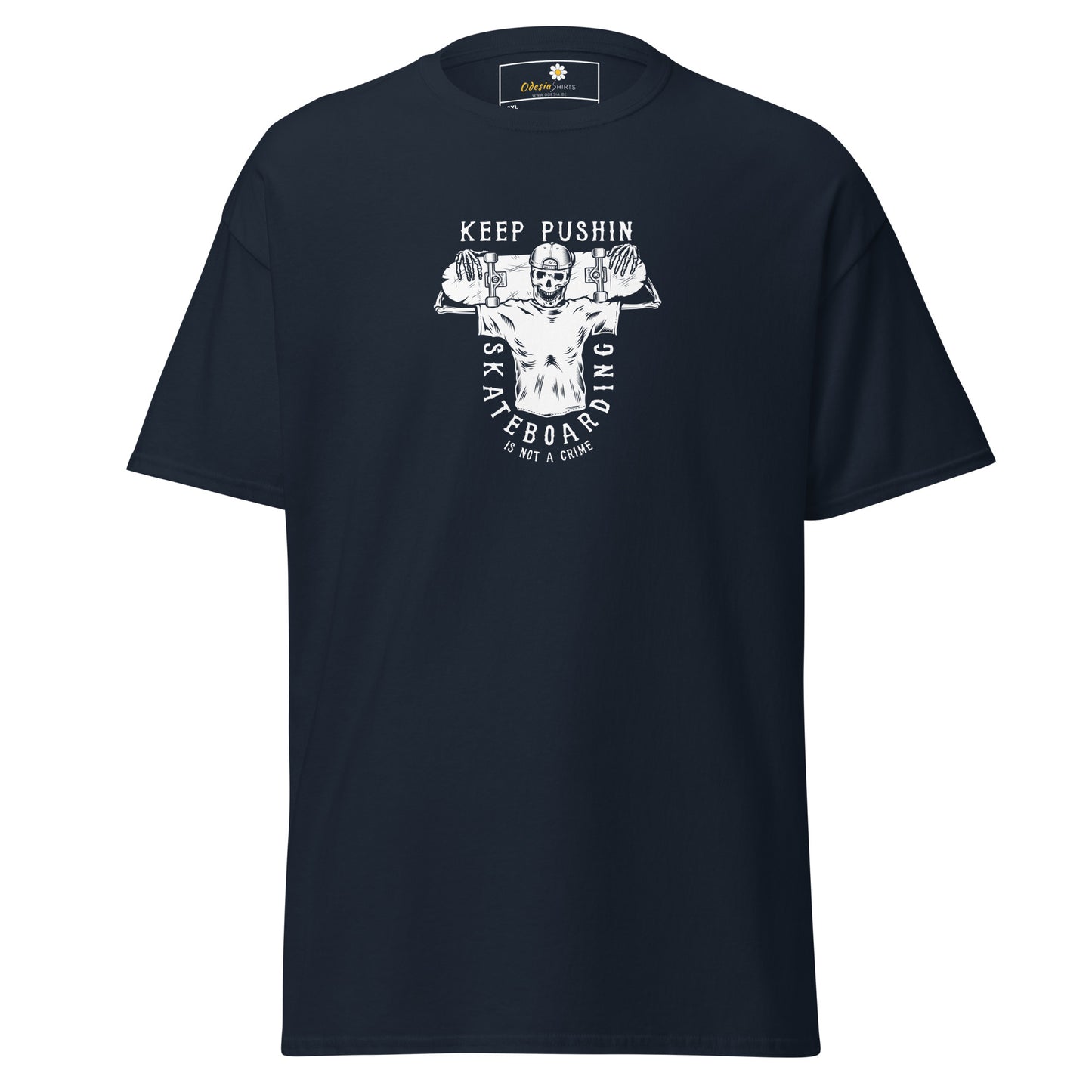 Unisex classic t-shirt - SKULL SPORT KEEP SKATEBOARDING - BIG