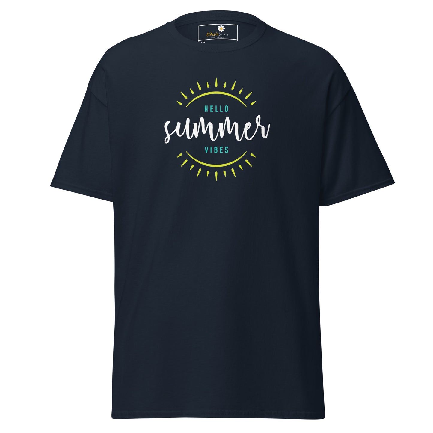 Klassiek heren t-shirt - SUMMER HELLO VIBES - GROOT
