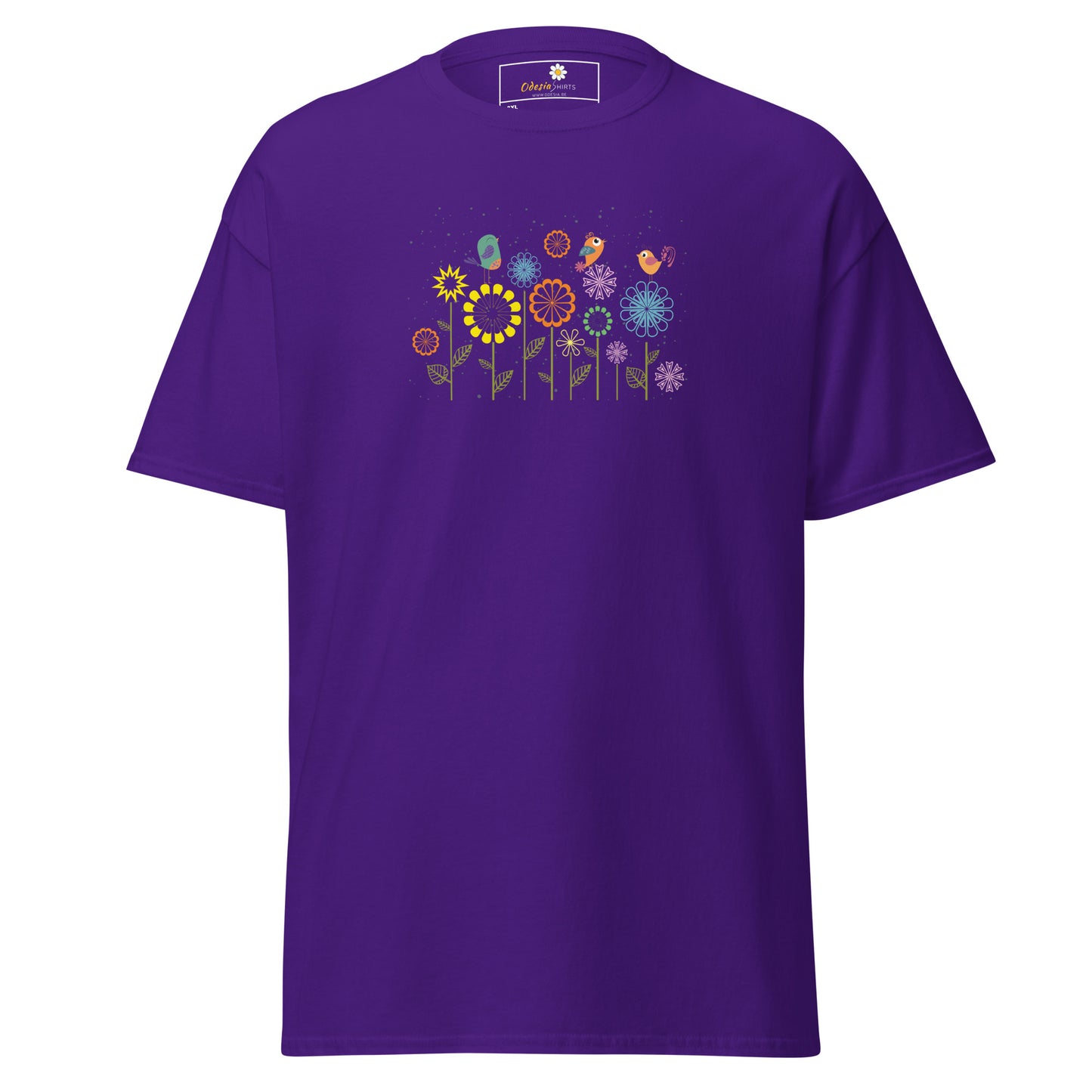 Klassieke t-shirts voor heren - DIEREN VOGELS OP BLOEMEN - GROOT