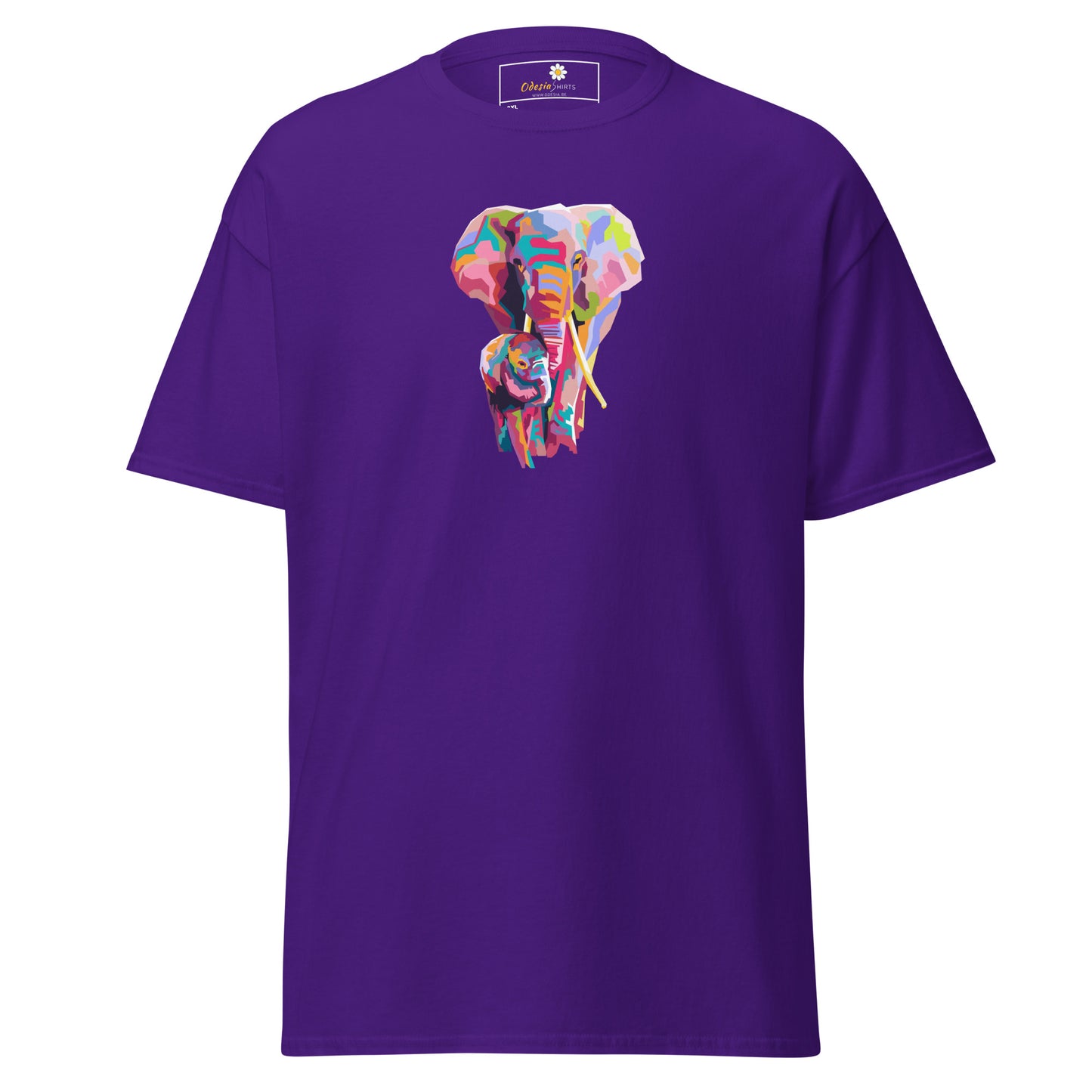 Klassiek heren t-shirt - WILDLIFE KLEURRIJKE OLIFANTEN - GROOT