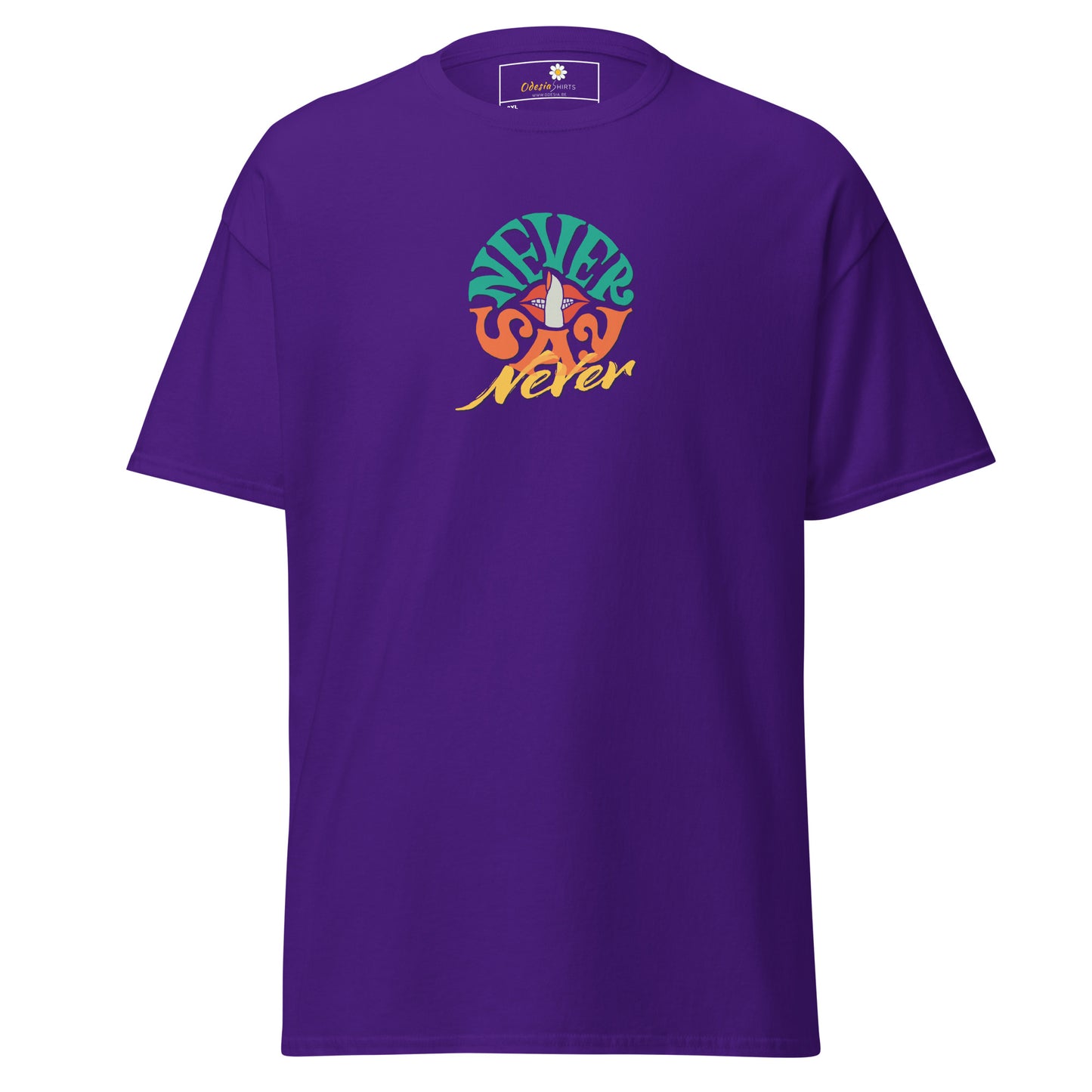 T-shirt classique pour homme - Texte Never Say Never - Grand