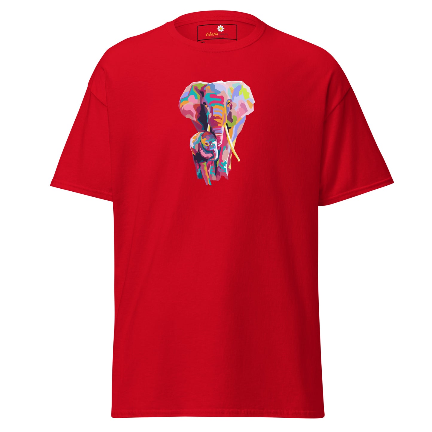 Klassiek heren t-shirt - WILDLIFE KLEURRIJKE OLIFANTEN - GROOT