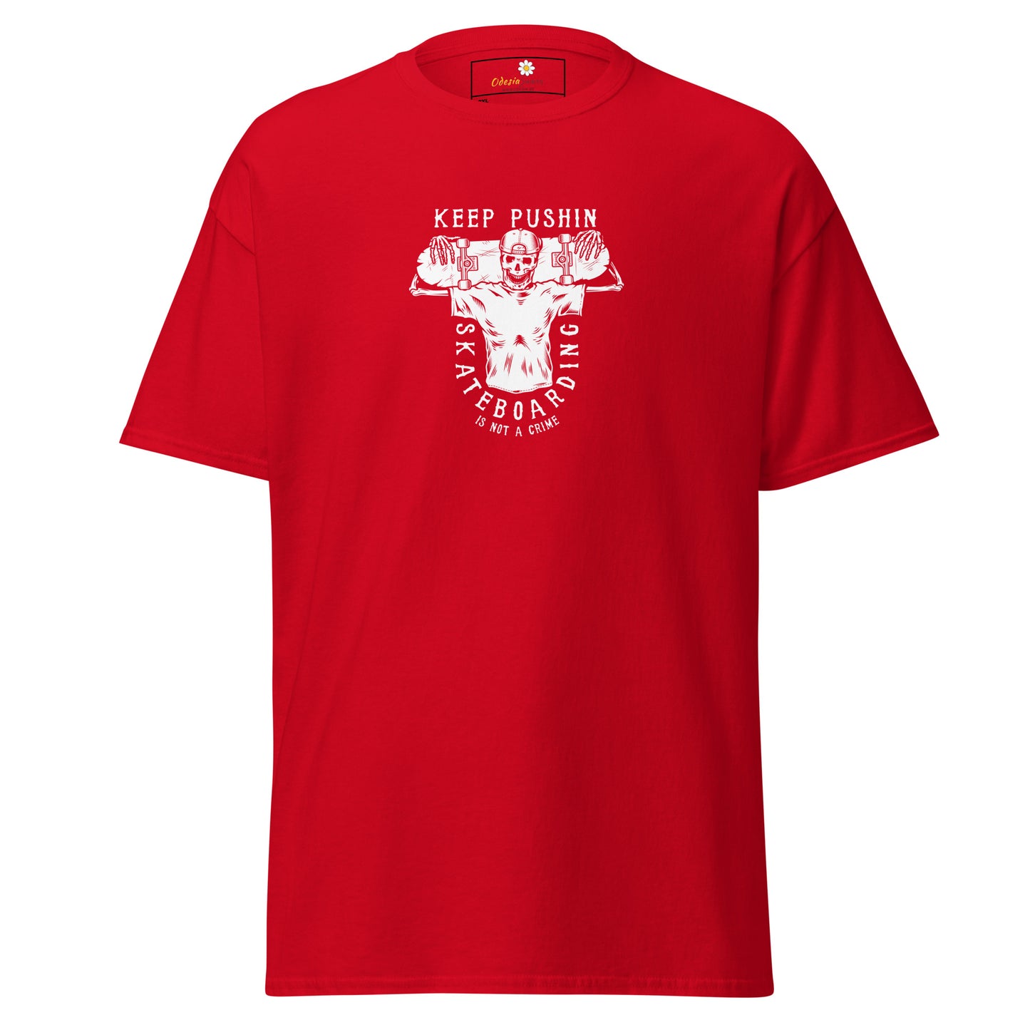 Unisex classic t-shirt - SKULL SPORT KEEP SKATEBOARDING - BIG