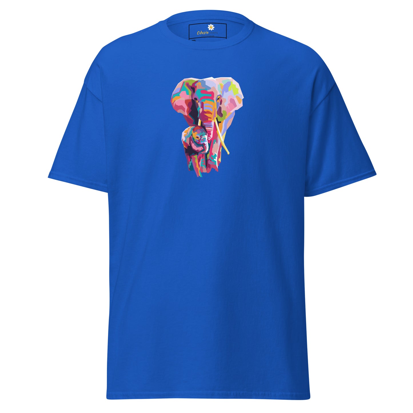 Klassiek heren t-shirt - WILDLIFE KLEURRIJKE OLIFANTEN - GROOT