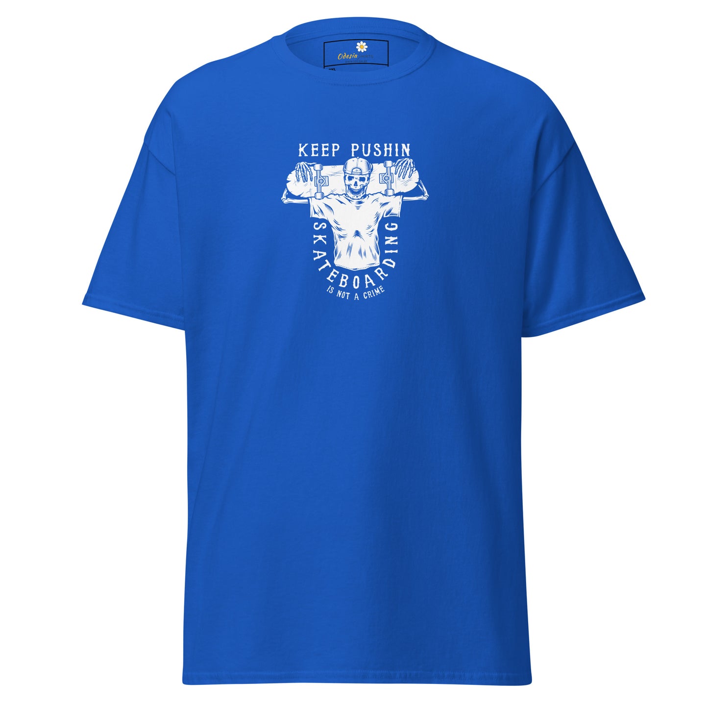 Unisex classic t-shirt - SKULL SPORT KEEP SKATEBOARDING - BIG