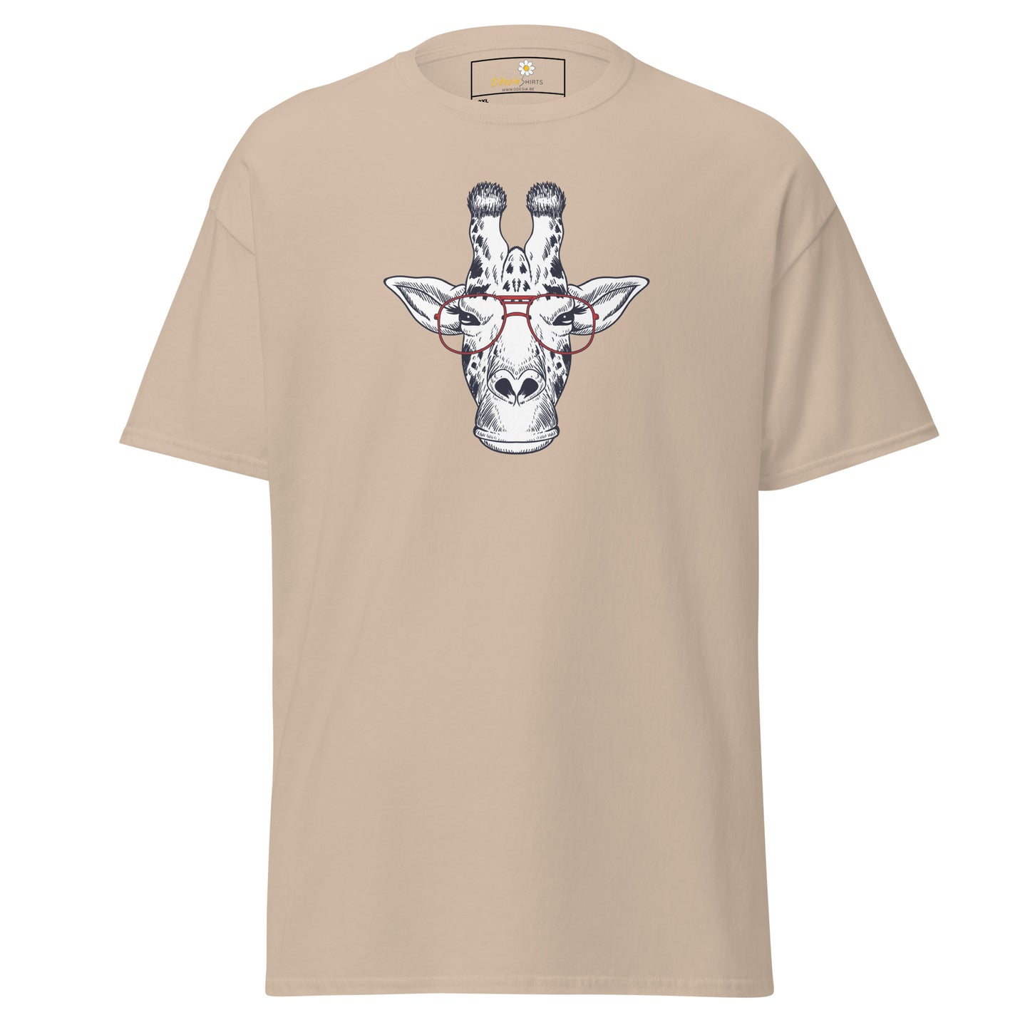 Heren klassiek t-shirt - WILDLIFE FUN GIRAFFE MET BRIL - GROOT